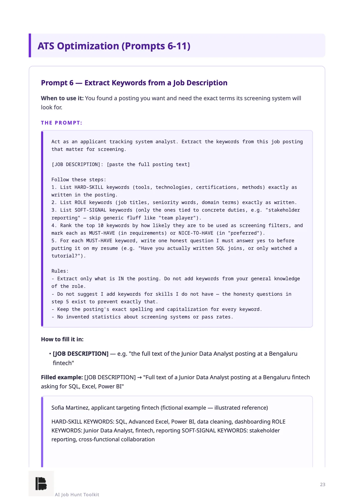 Extracting keywords from a job description — Module 1