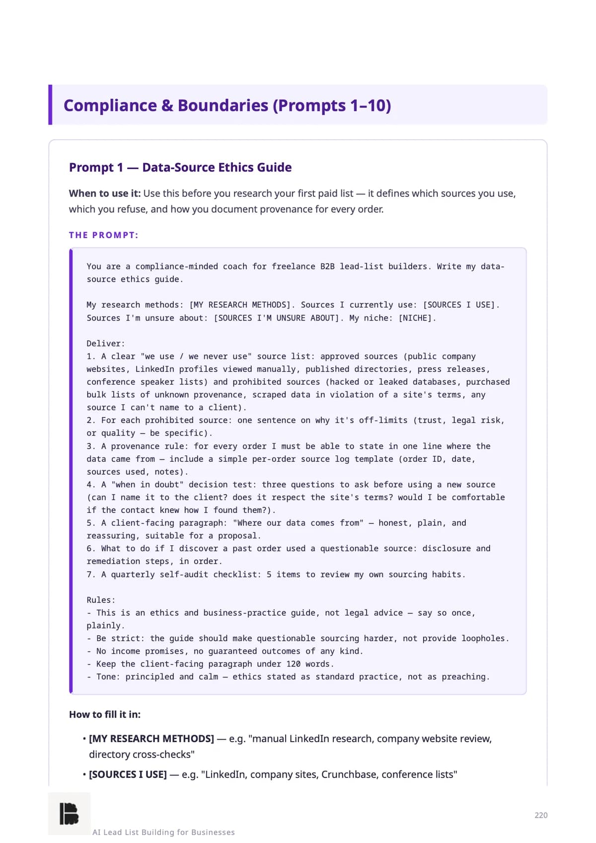 AI Lead List Building for Businesses — Data-source ethics — Module 6