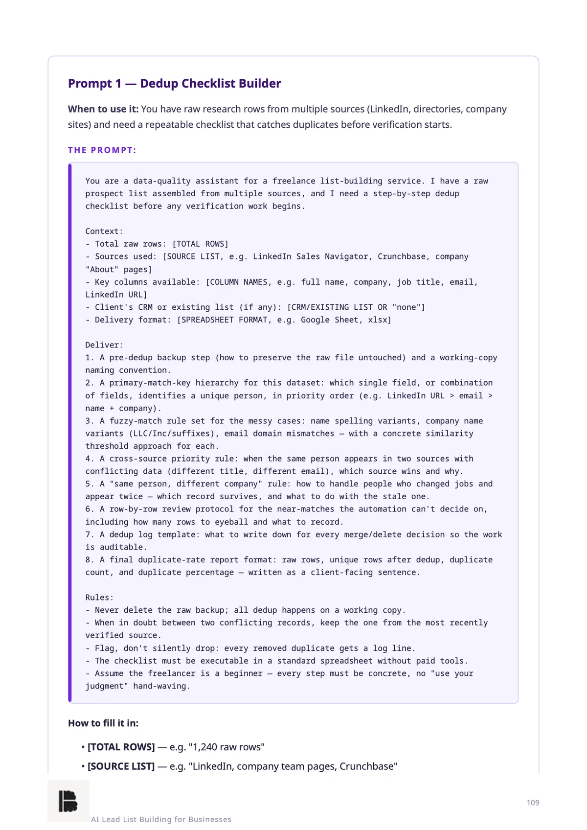 The dedup checklist — Module 3