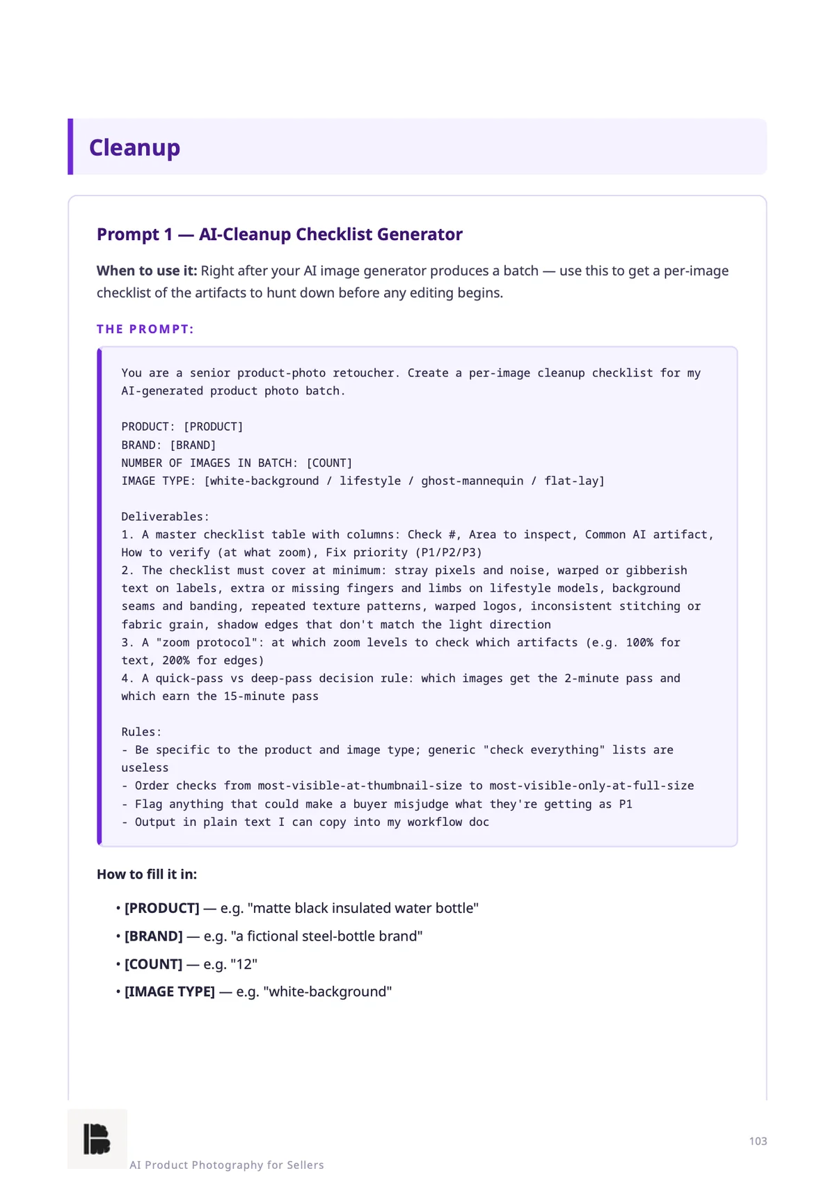 AI Product Photography for Sellers — The AI cleanup checklist — Module 3