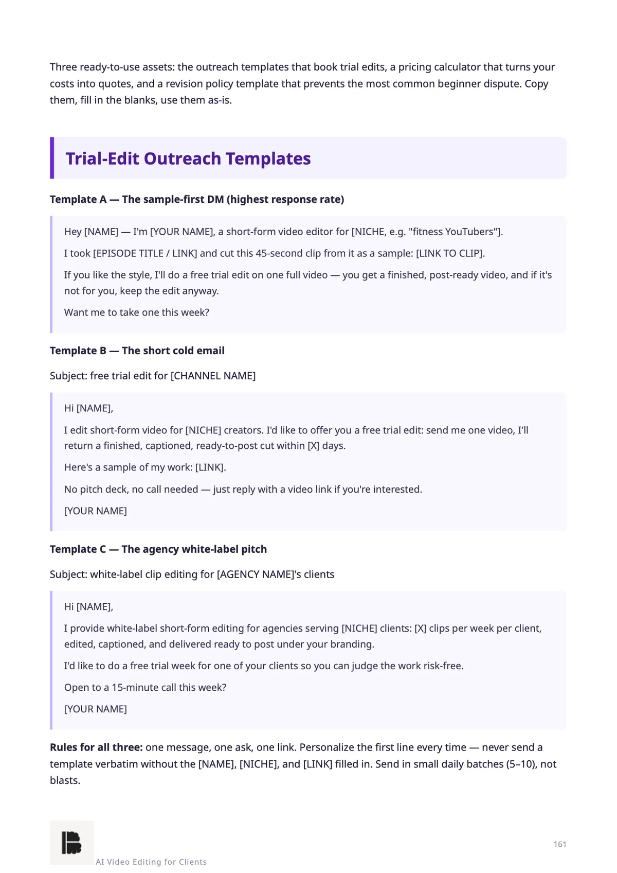 Trial-edit outreach templates