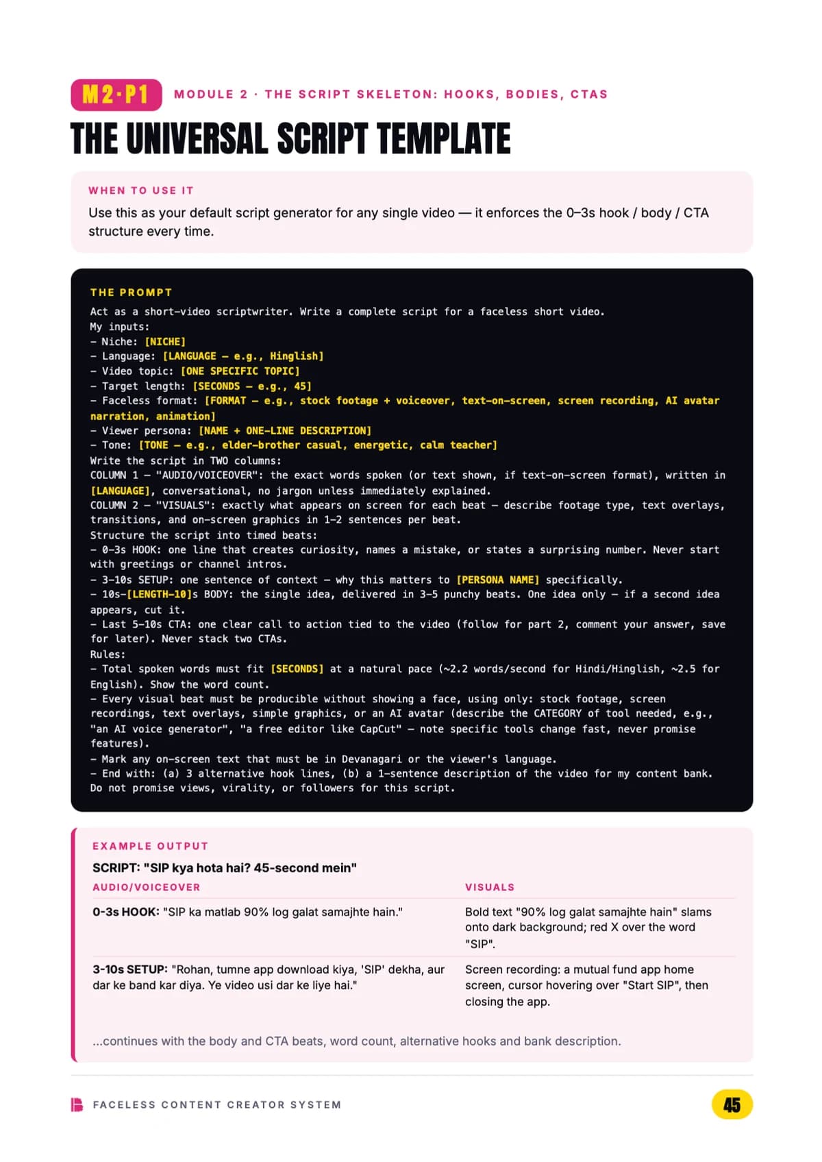 The universal script template — Module 2