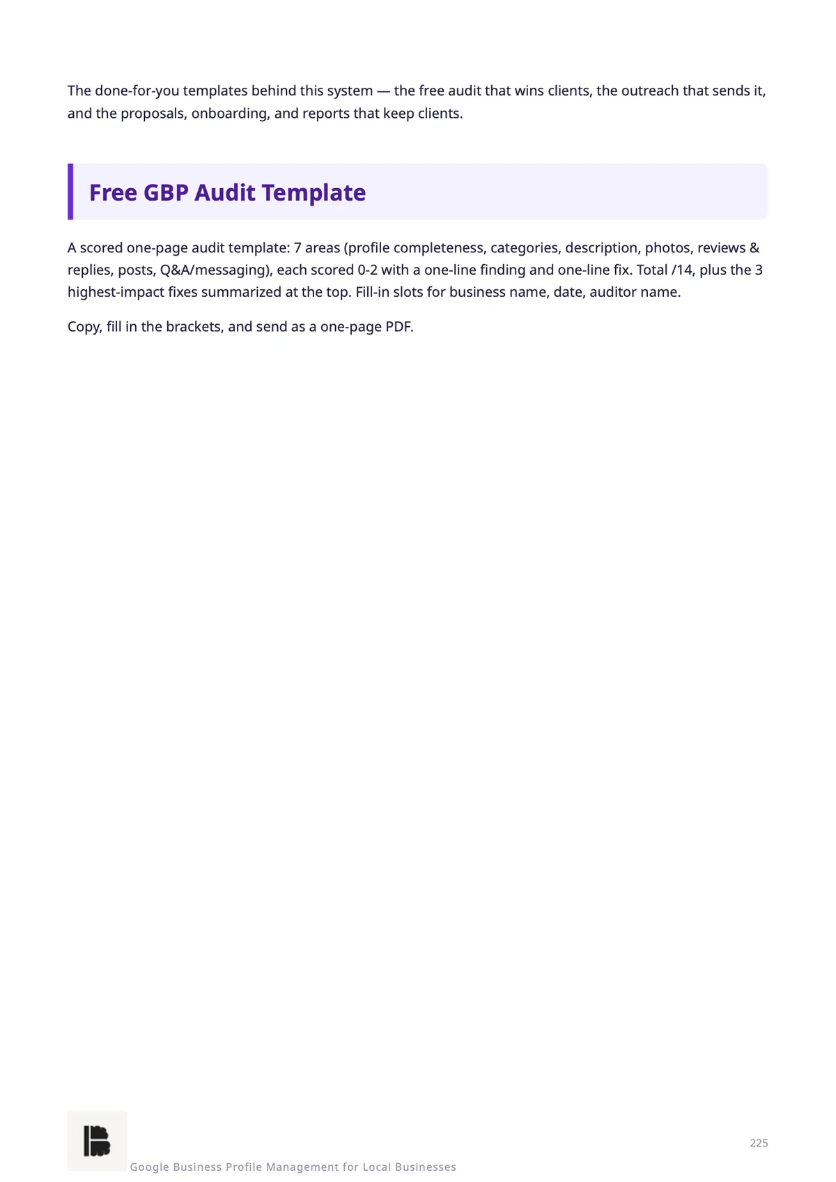 The free GBP audit template
