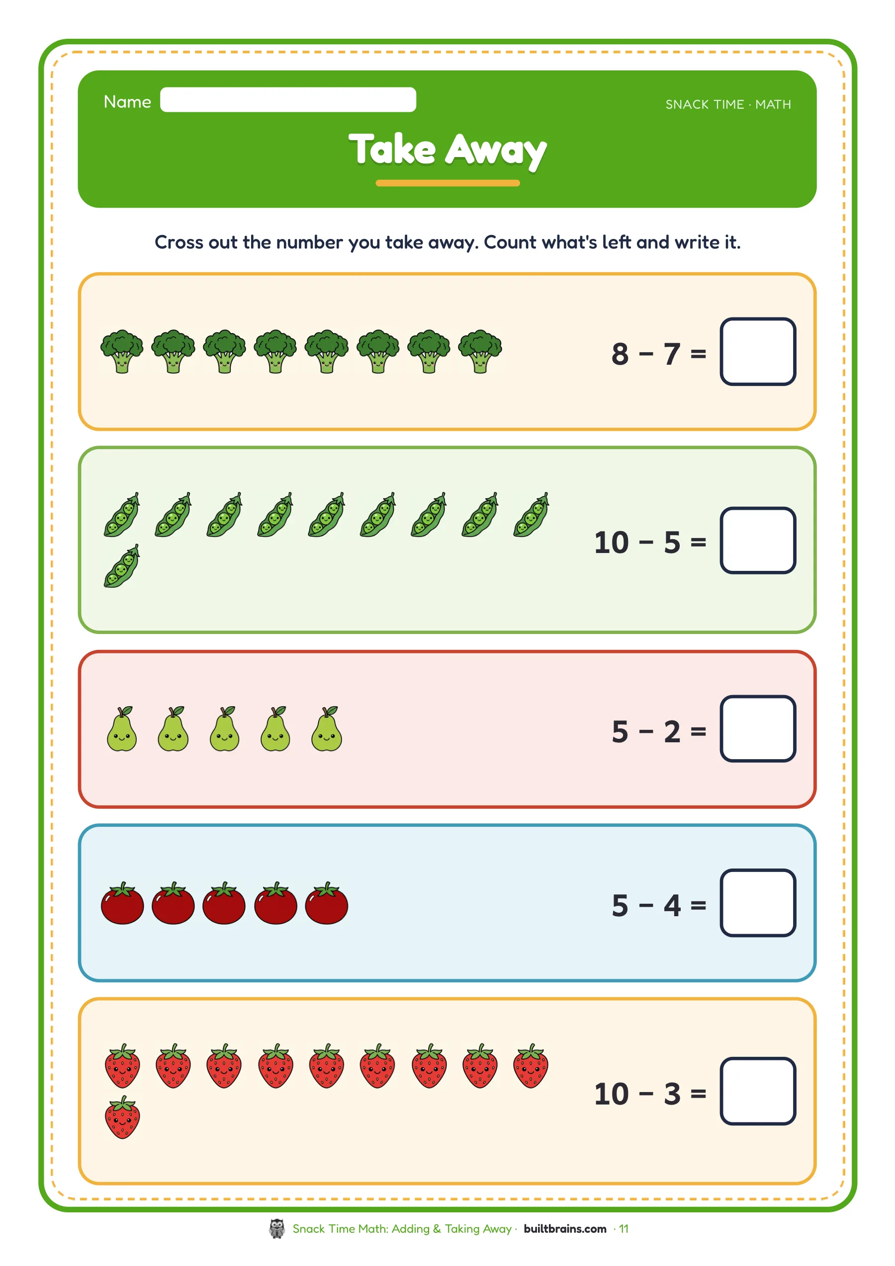 Snack Time Math: Adding & Taking Away — page preview 6