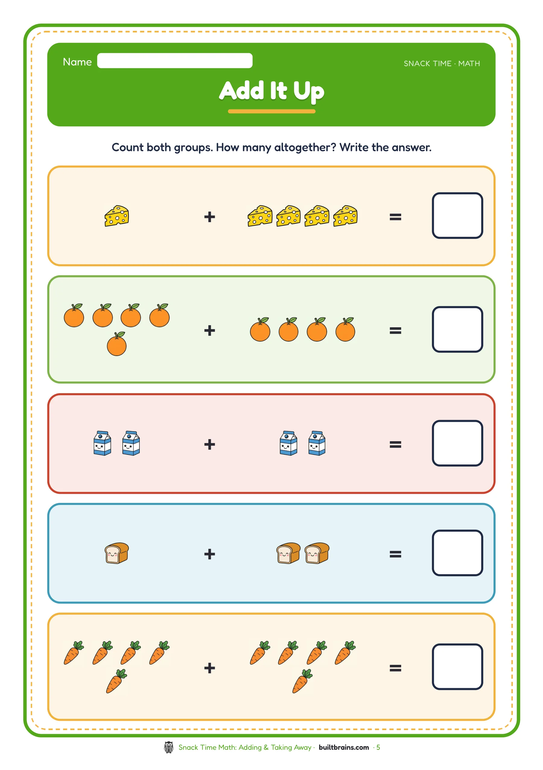 Snack Time Math: Adding & Taking Away — page preview 3