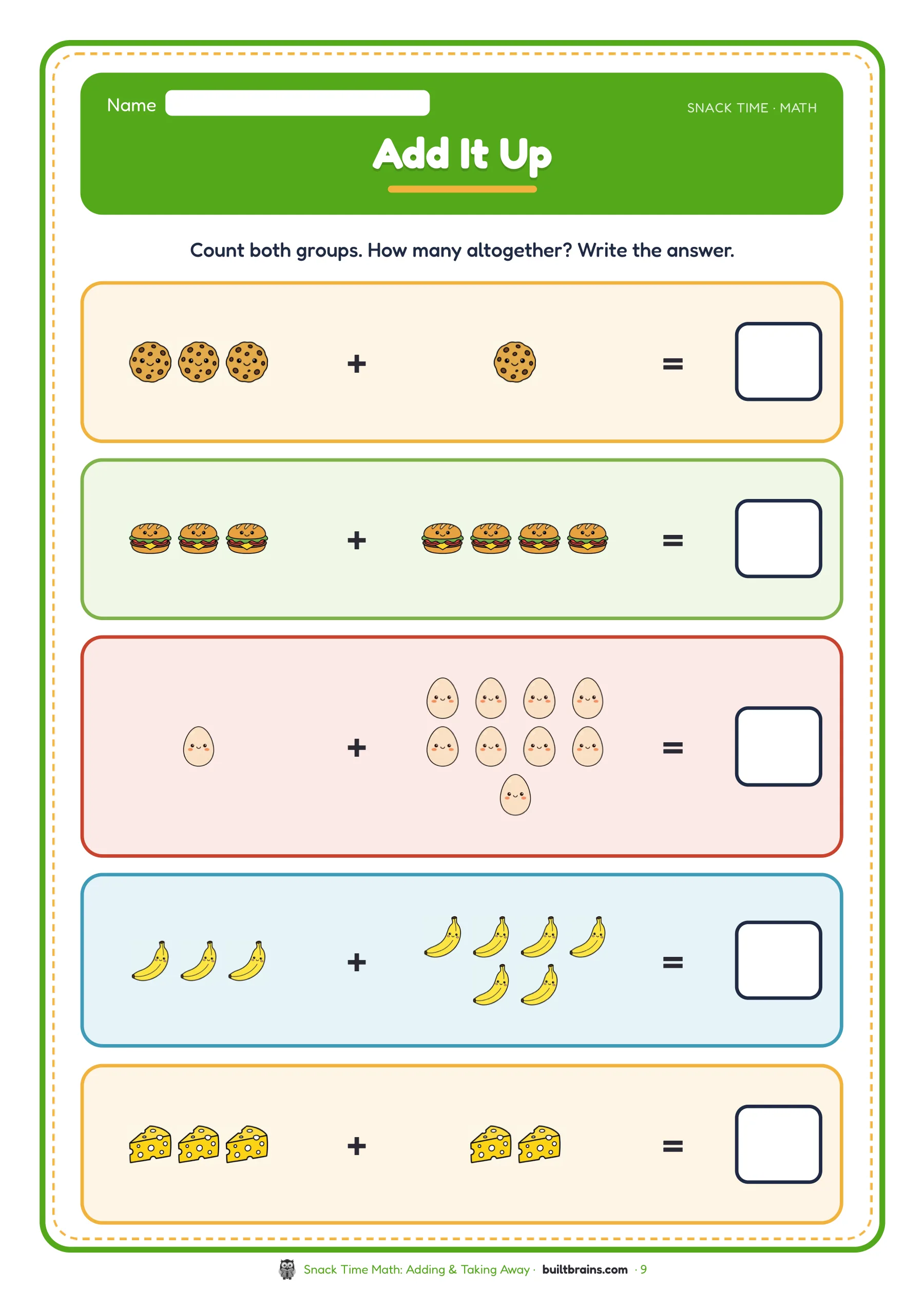 Snack Time Math: Adding & Taking Away — page preview 5