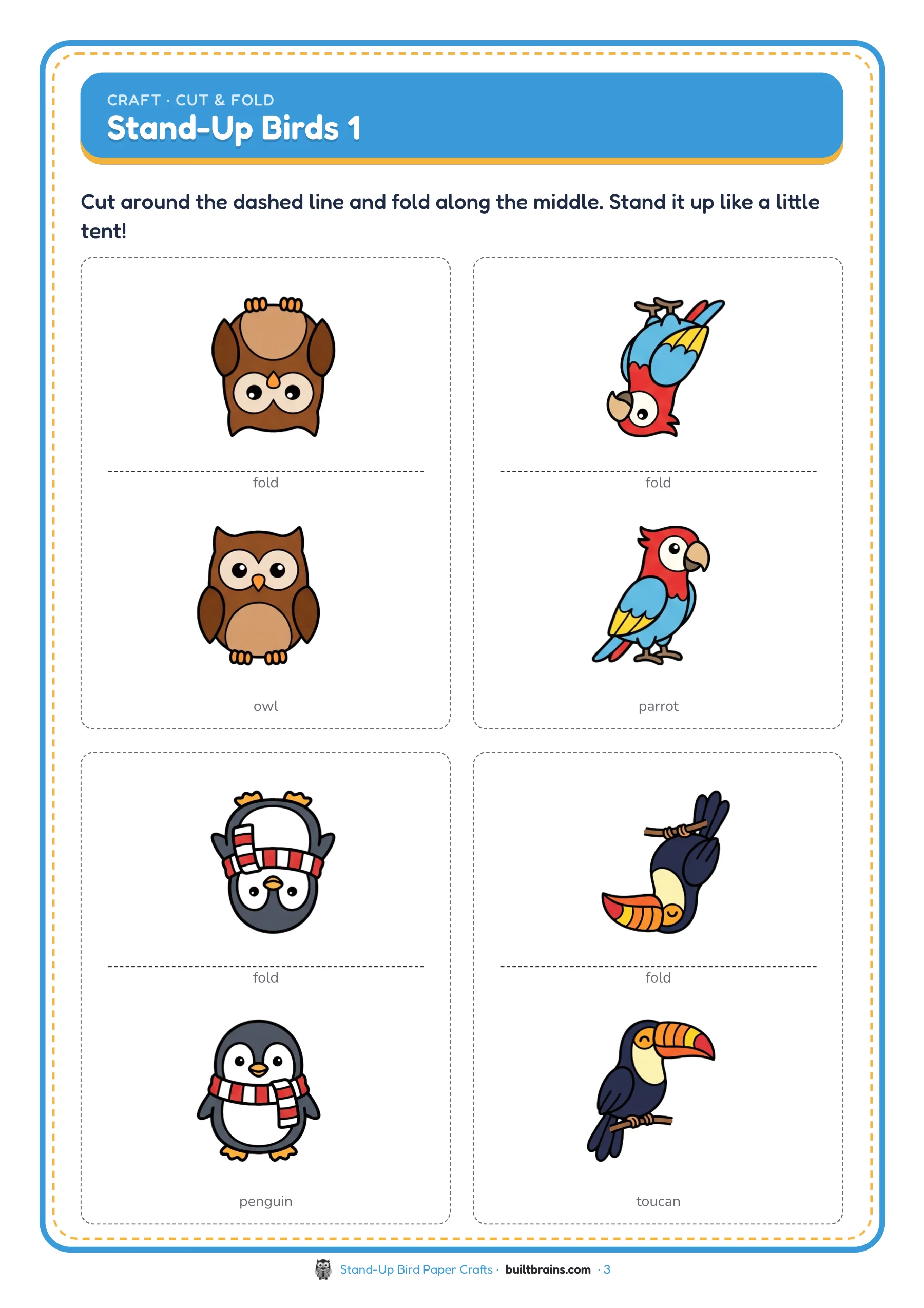Stand-Up Bird Paper Crafts — page preview 1
