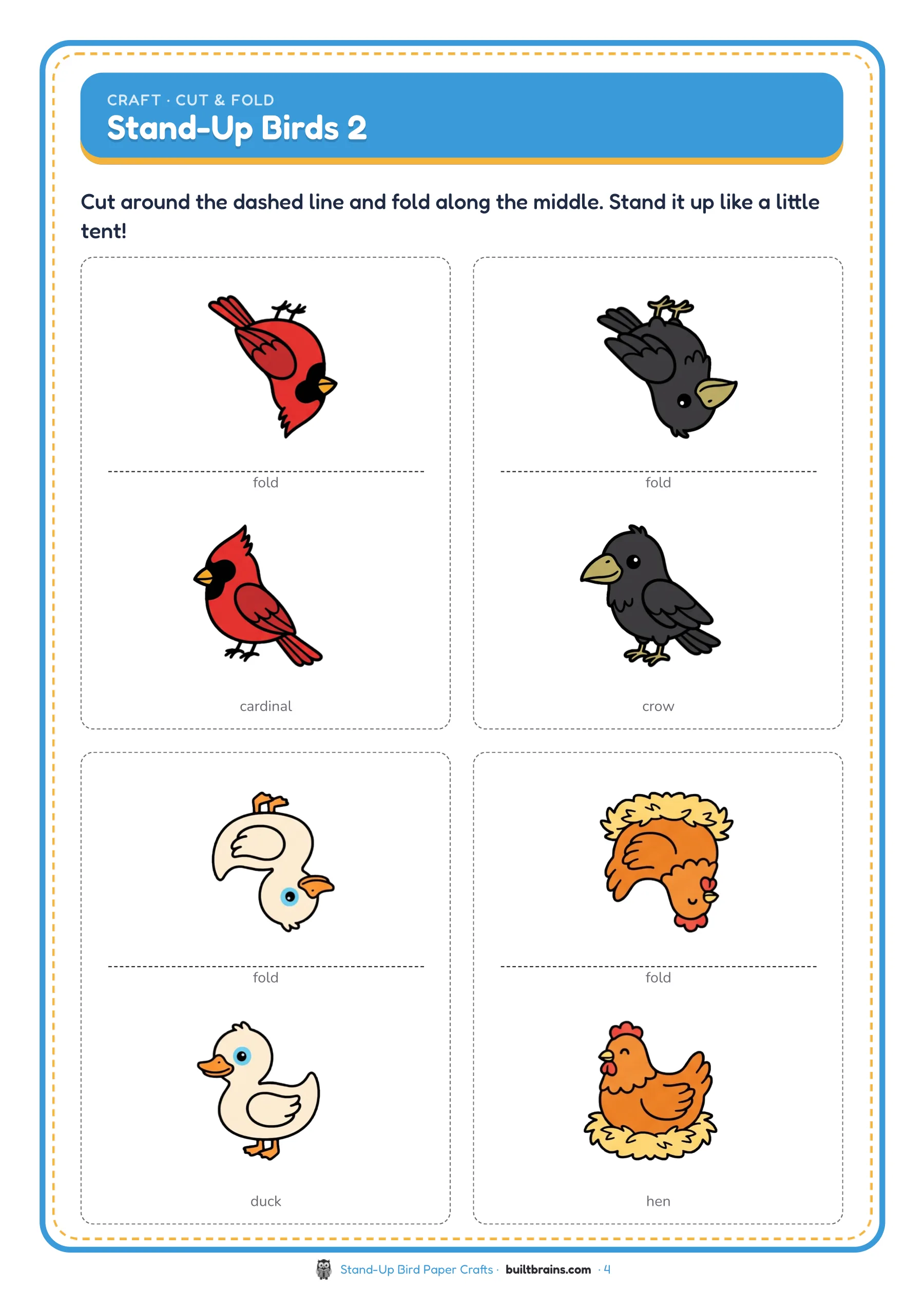 Stand-Up Bird Paper Crafts — page preview 2