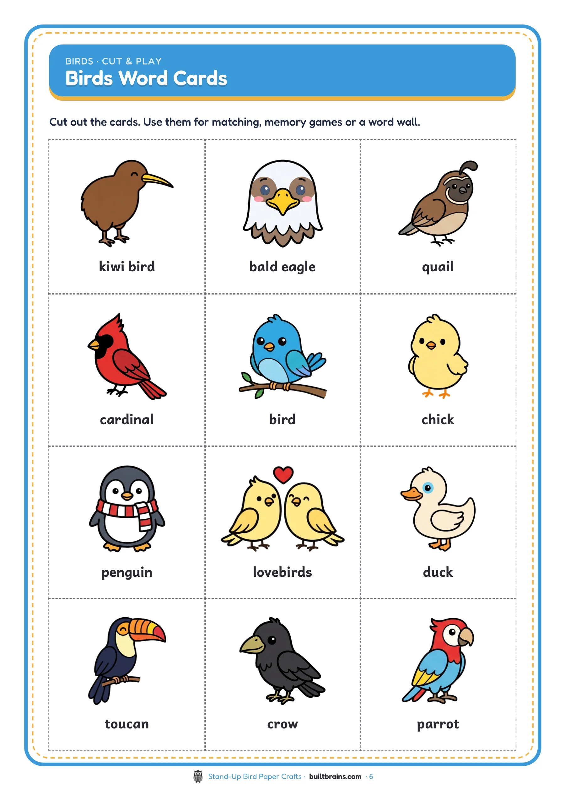 Stand-Up Bird Paper Crafts — page preview 4