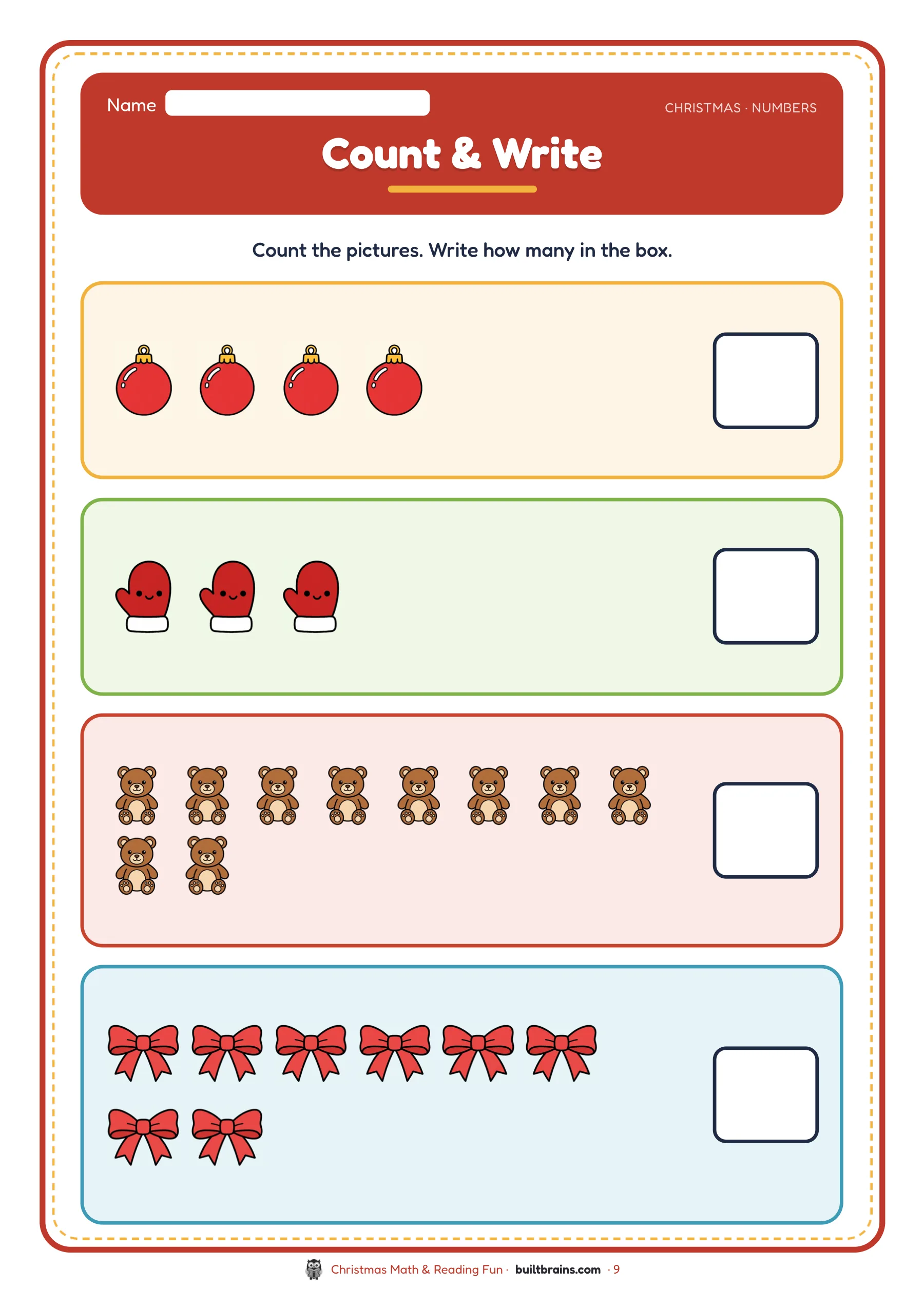 Christmas Math & Reading Fun — page preview 4