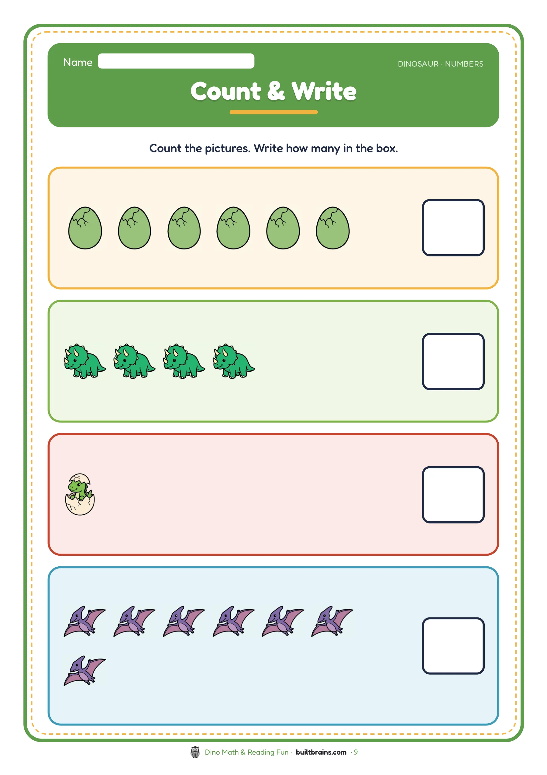 Dino Math & Reading Fun — page preview 4