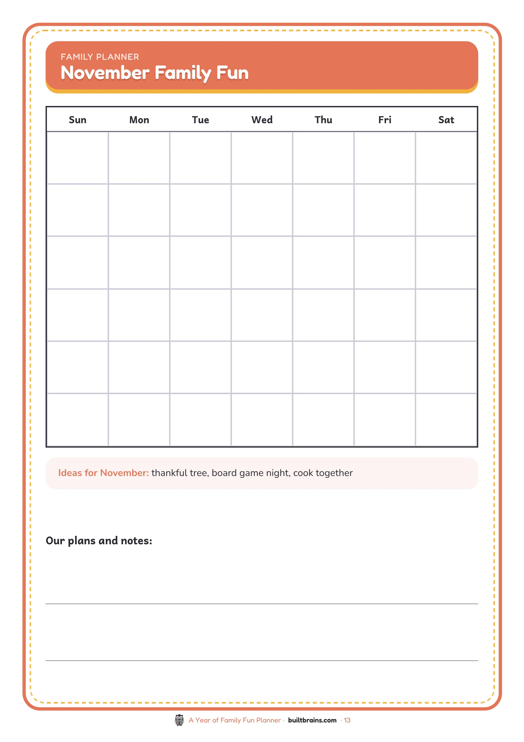 A Year of Family Fun Planner — page preview 6
