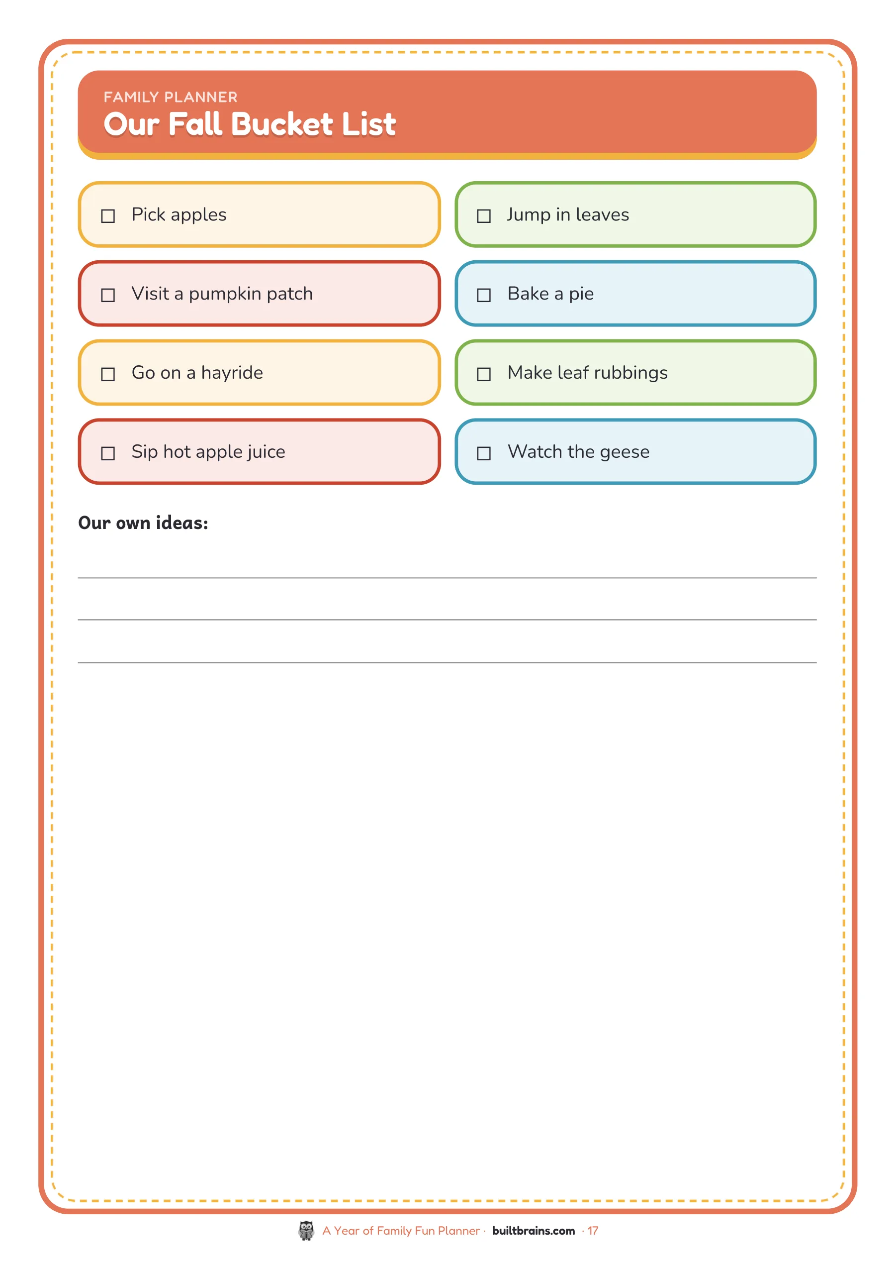 A Year of Family Fun Planner — page preview 8