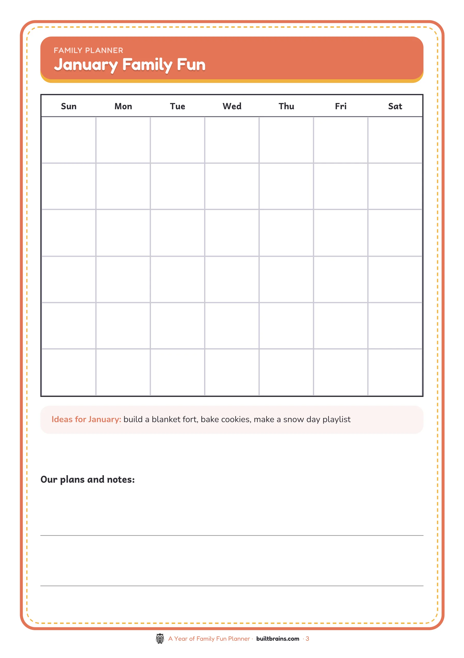 A Year of Family Fun Planner — page preview 1