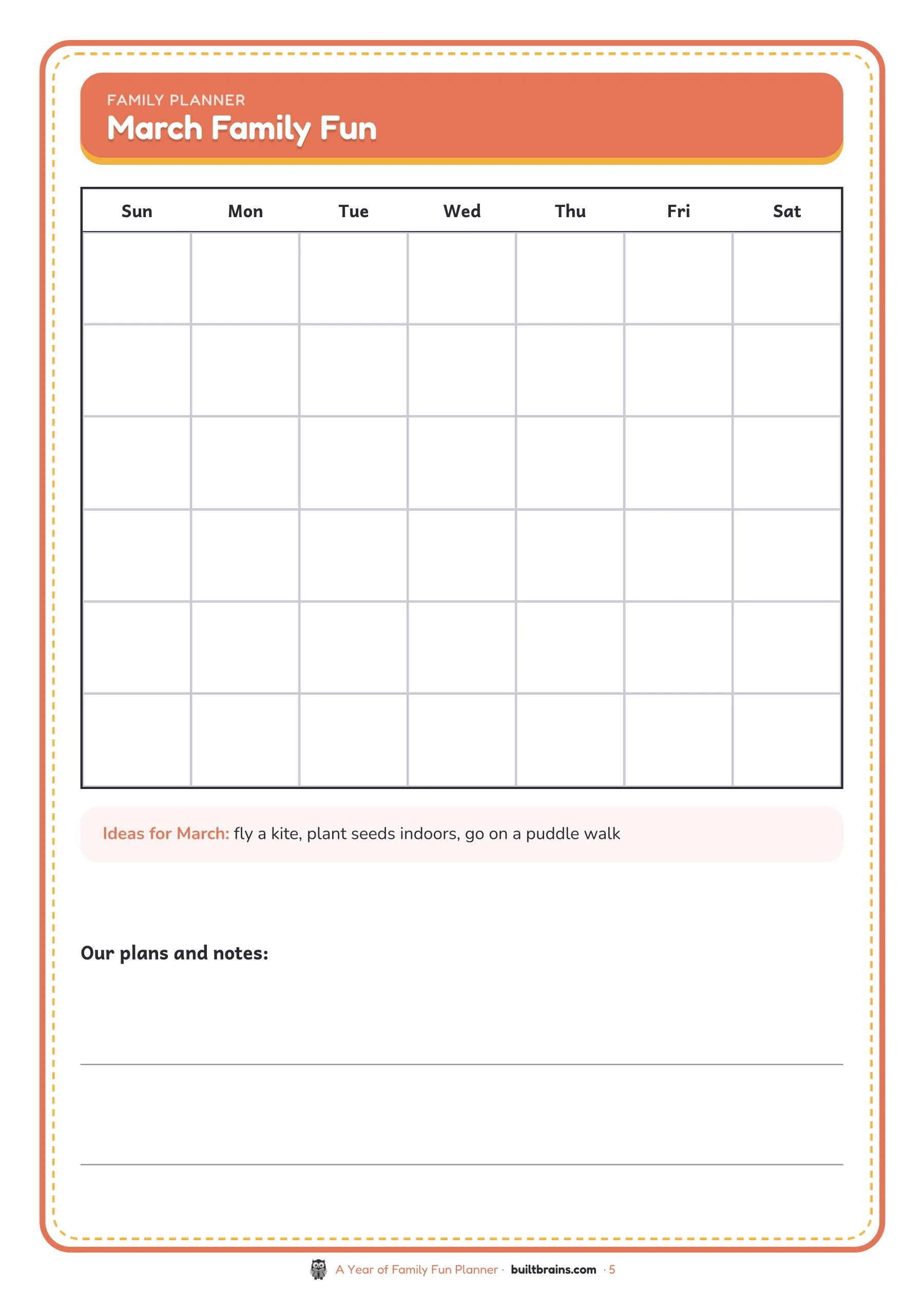 A Year of Family Fun Planner — page preview 2