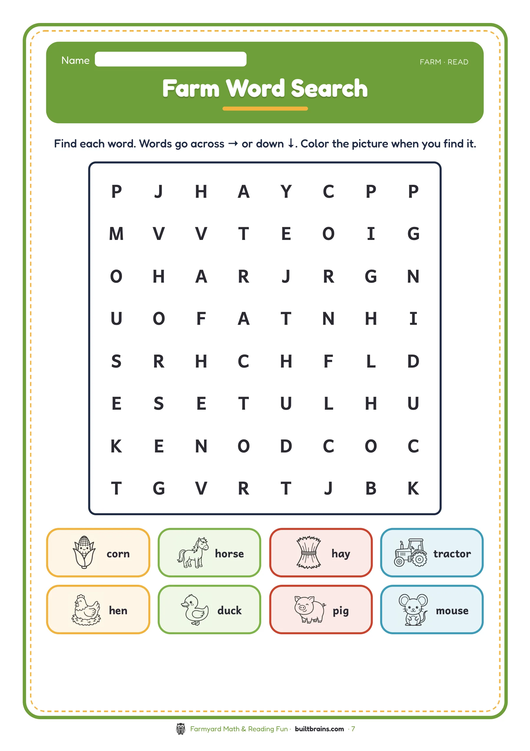 Farmyard Math & Reading Fun — page preview 2