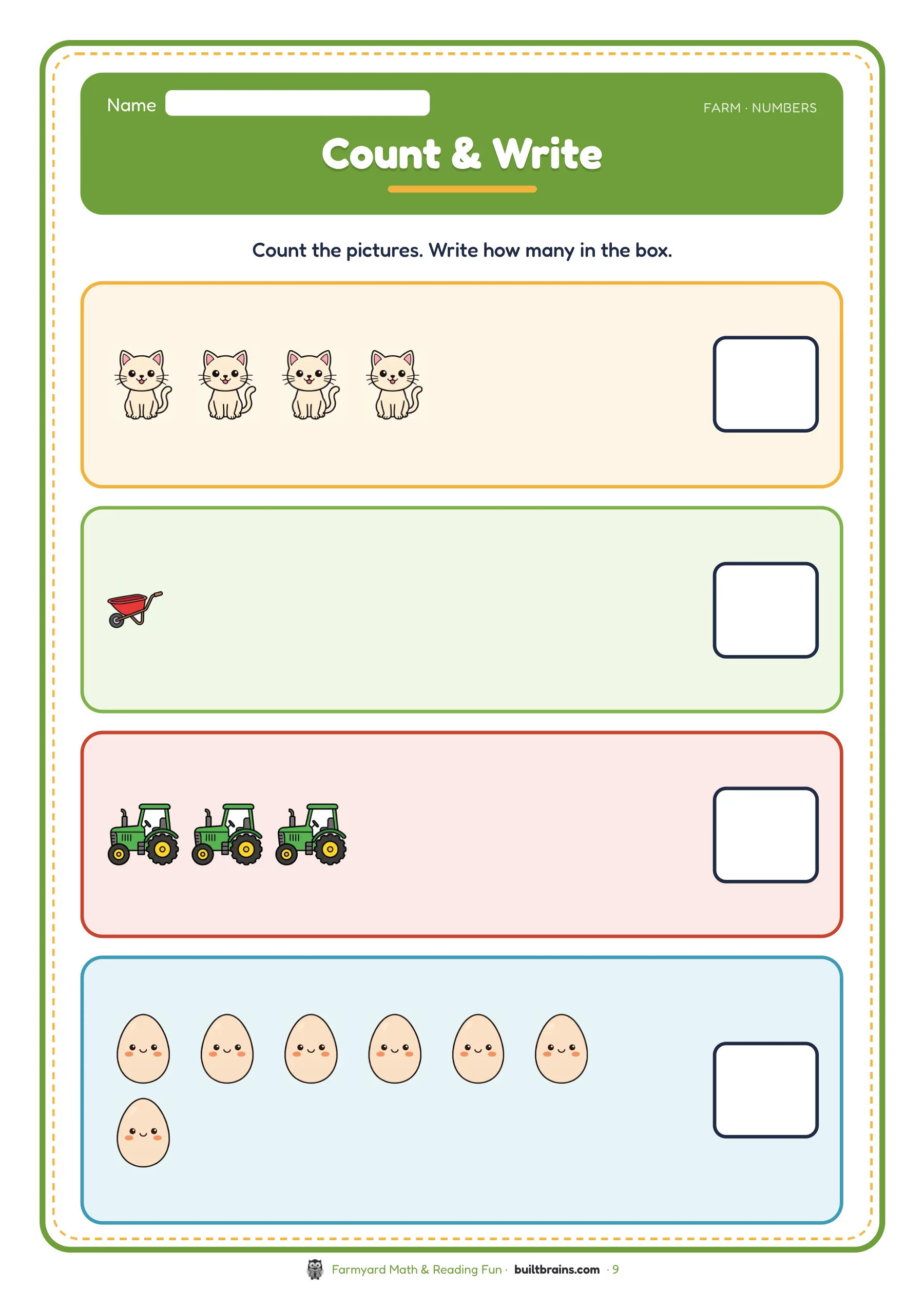 Farmyard Math & Reading Fun — page preview 4