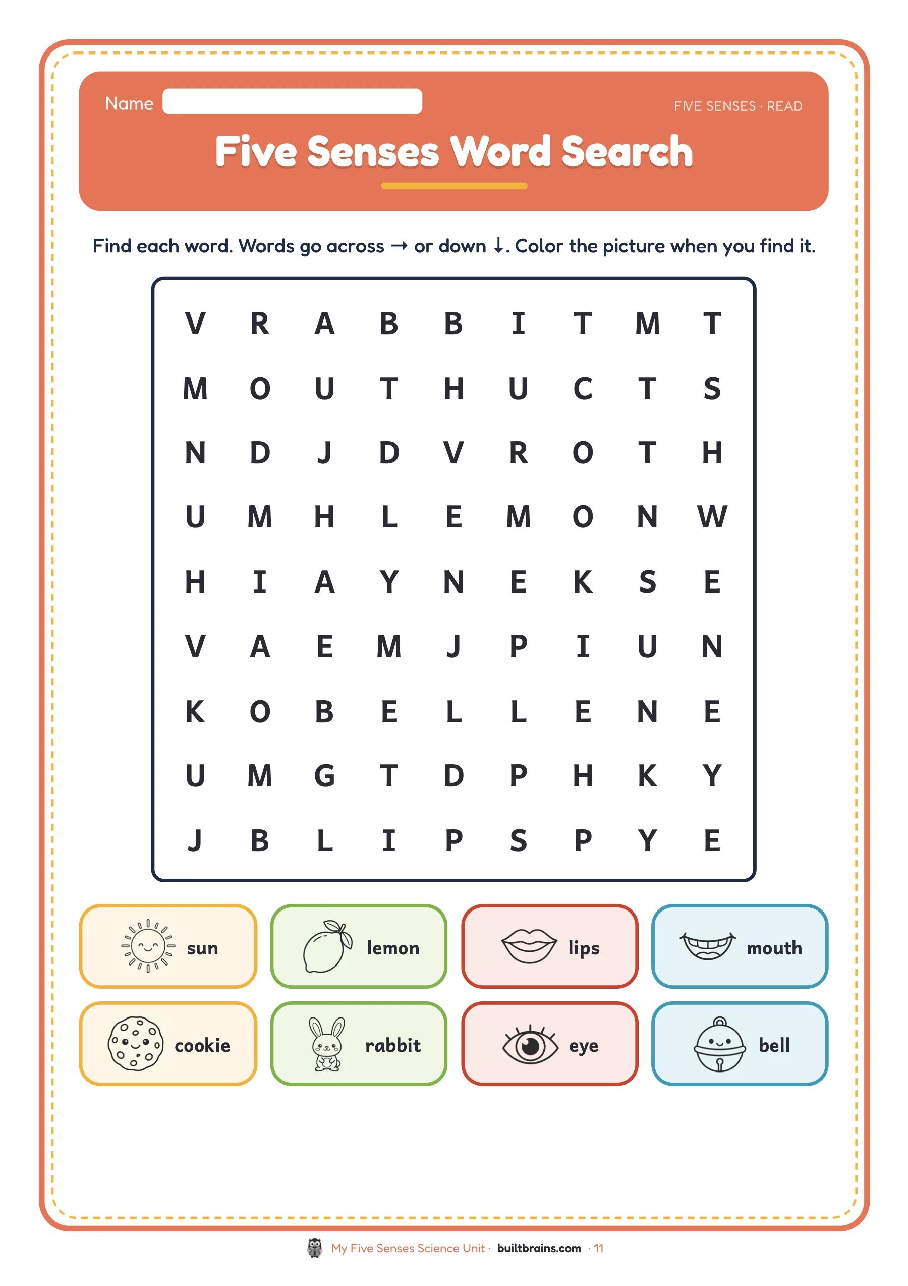 My Five Senses Science Unit — page preview 5