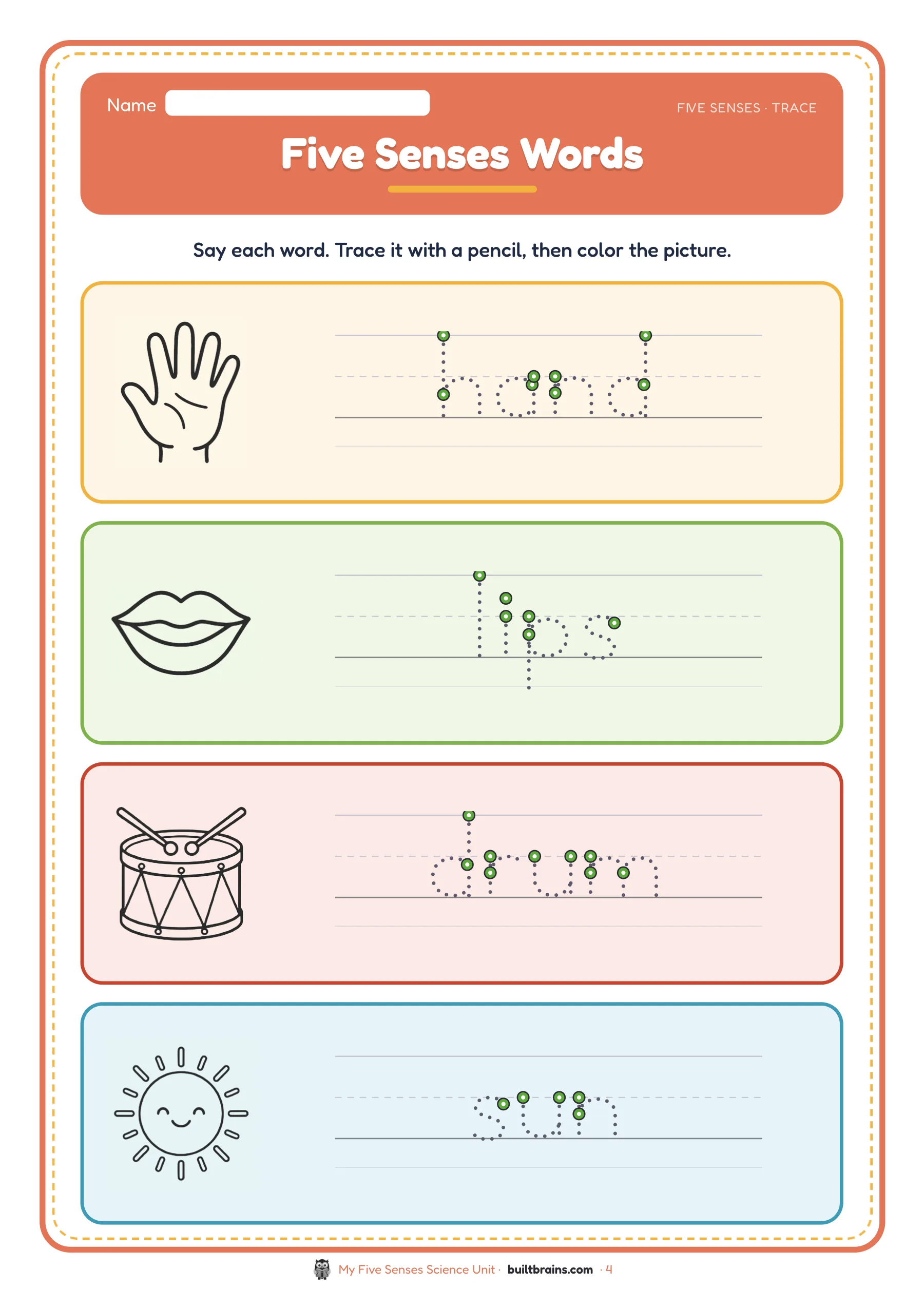 My Five Senses Science Unit — page preview 1