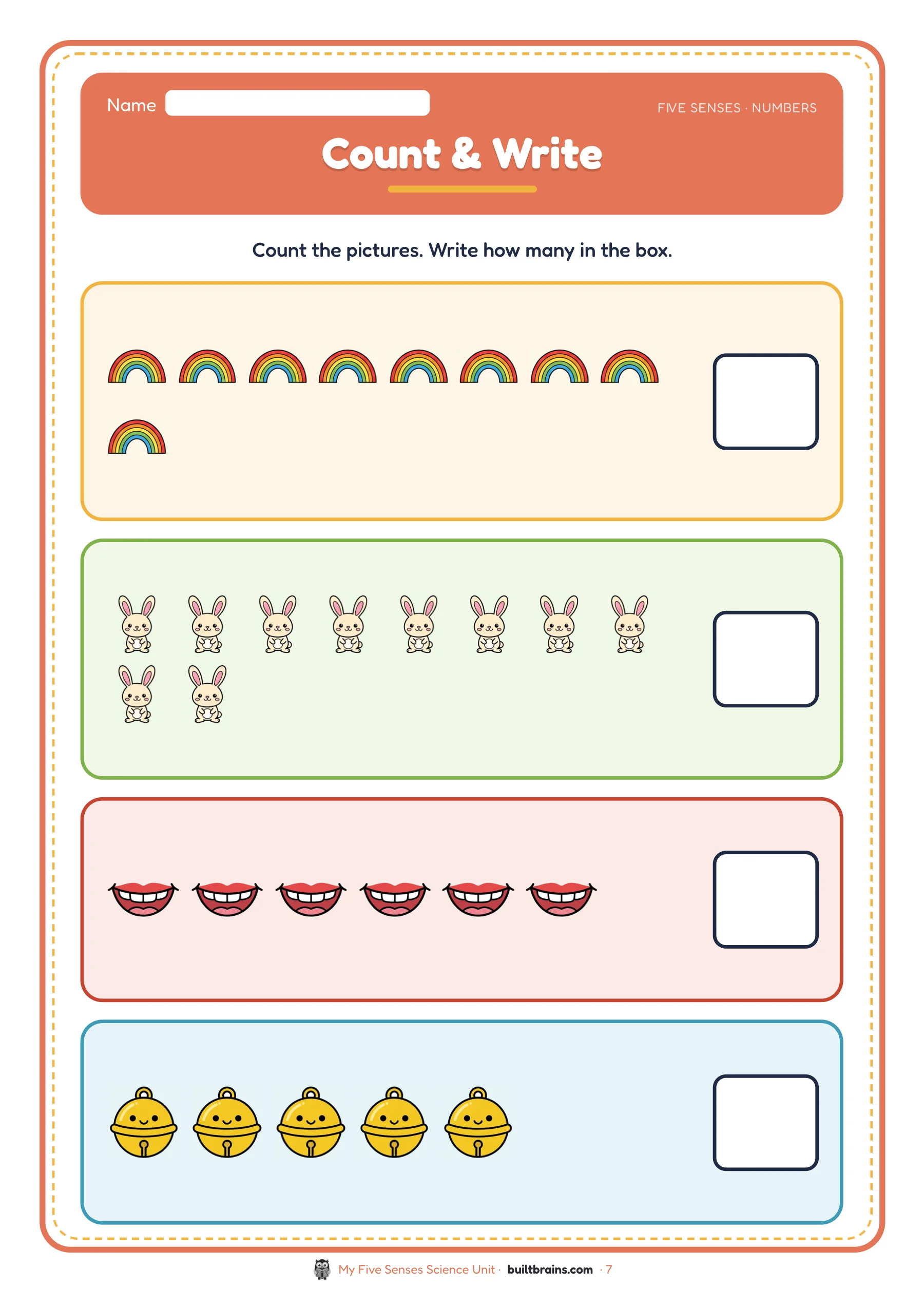 My Five Senses Science Unit — page preview 2