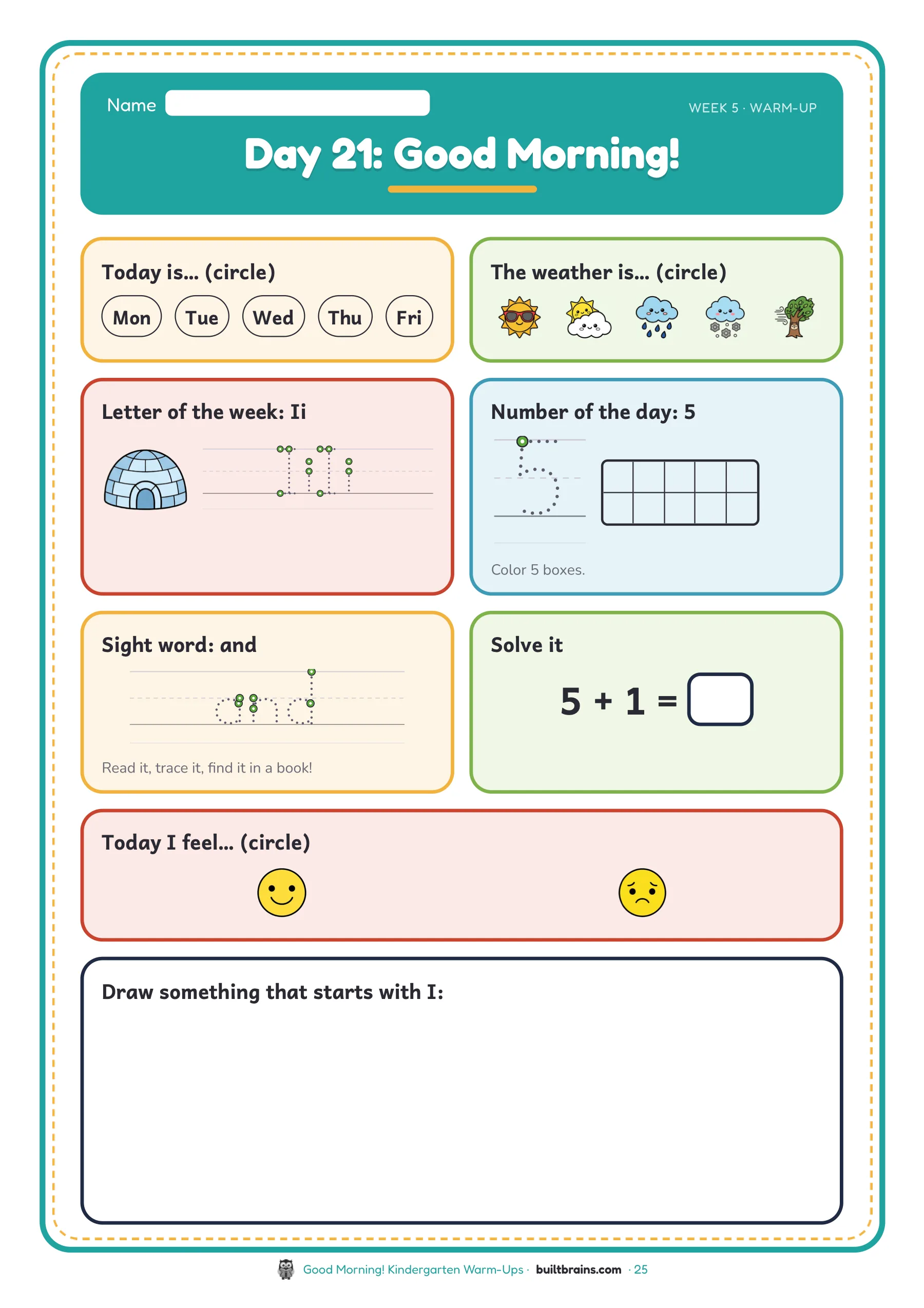Good Morning! Kindergarten Warm-Ups — page preview 2
