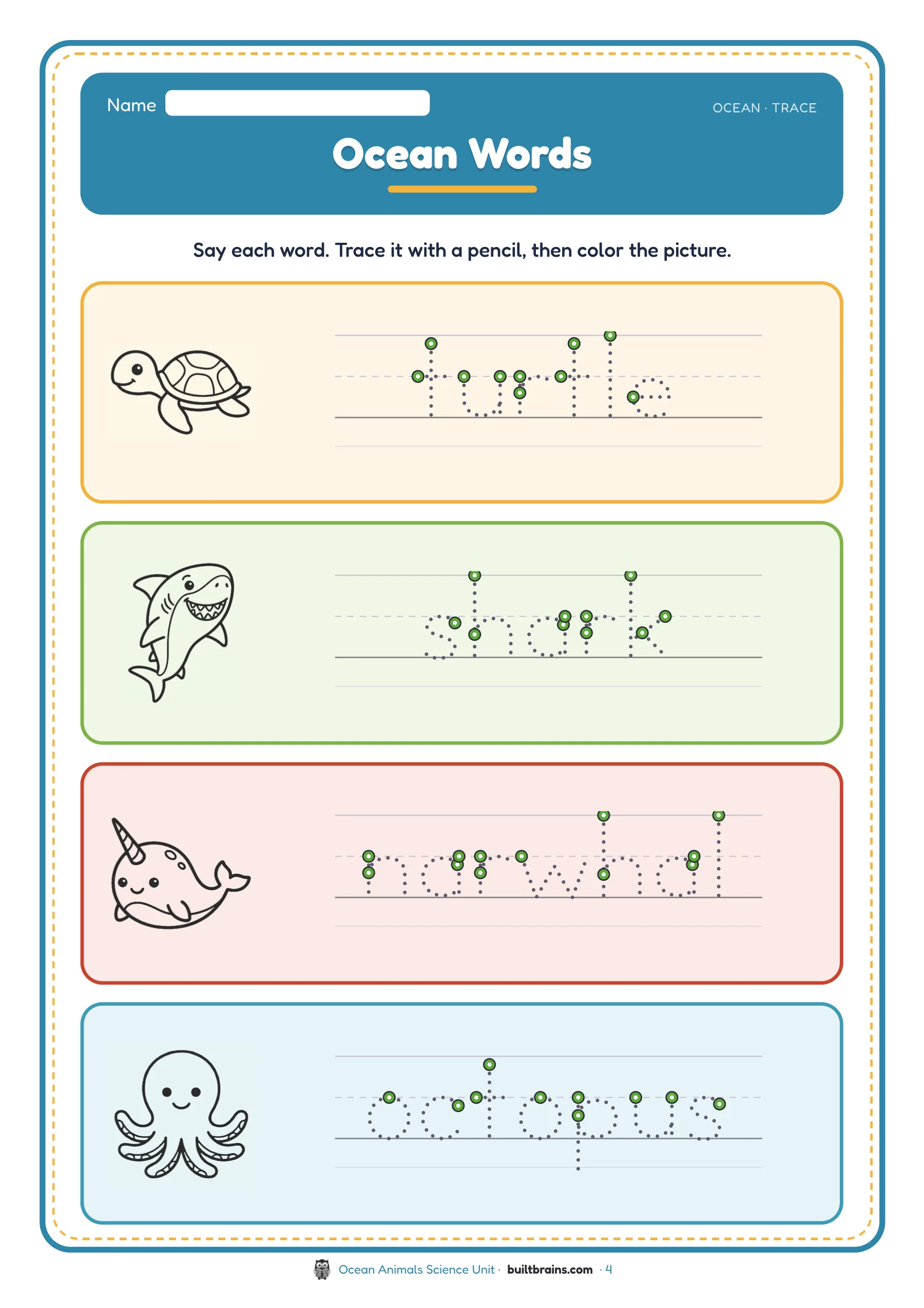Ocean Animals Science Unit — page preview 1