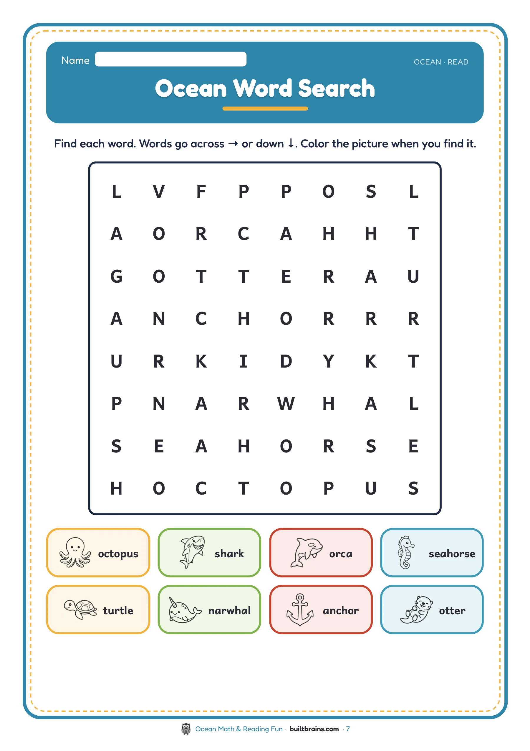 Ocean Math & Reading Fun — page preview 2