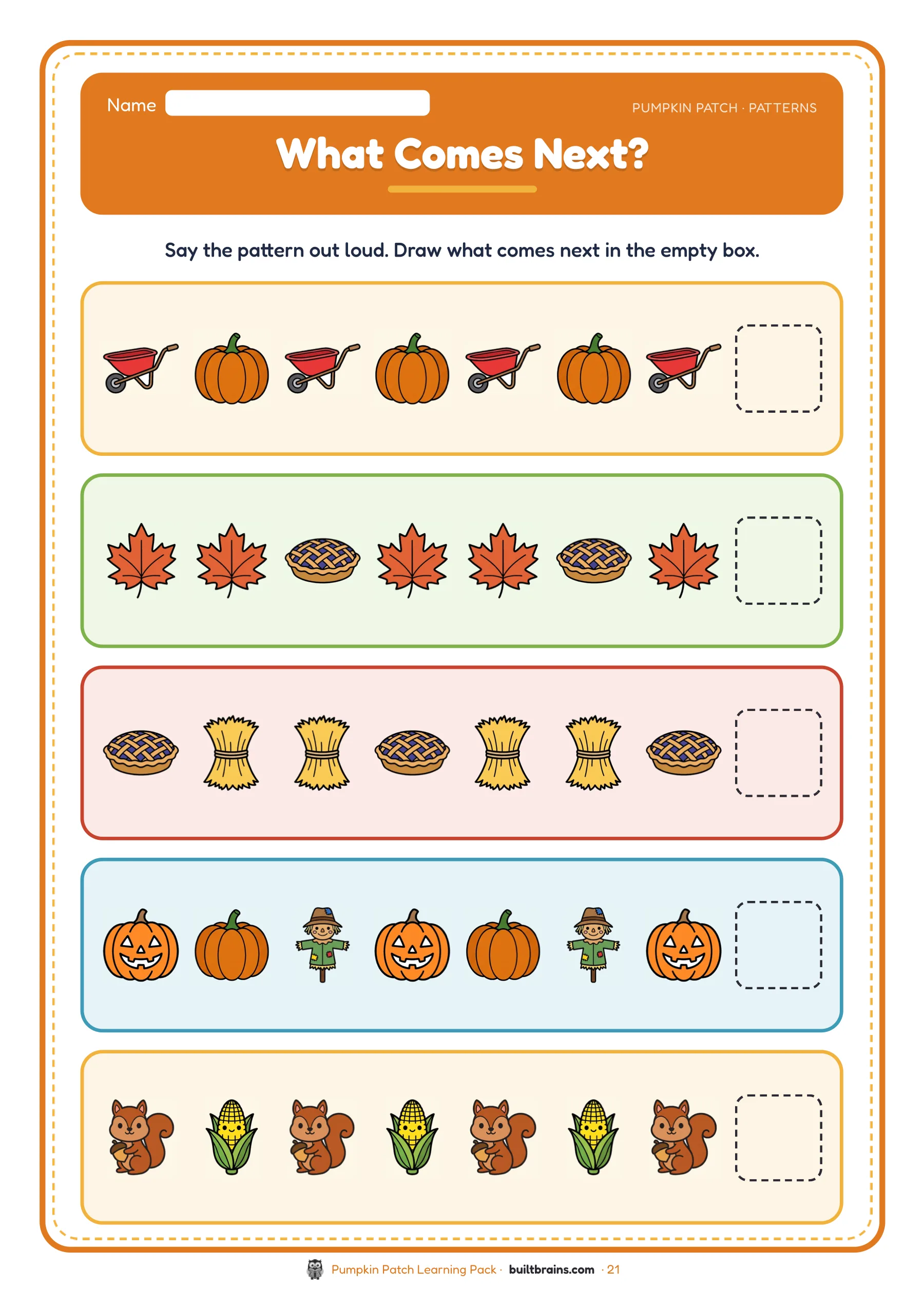 Pumpkin Patch Learning Pack — page preview 7