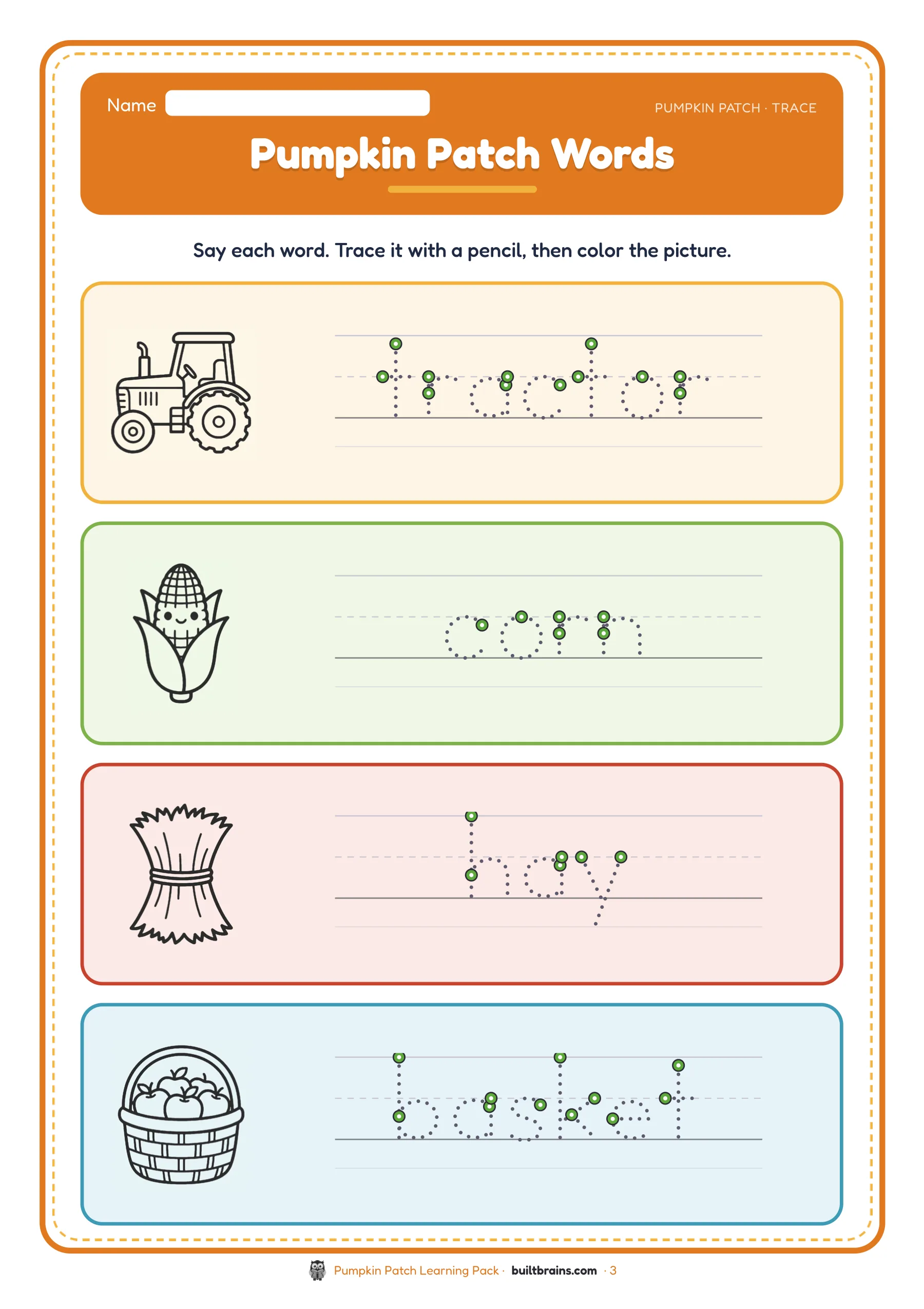 Pumpkin Patch Learning Pack — page preview 1
