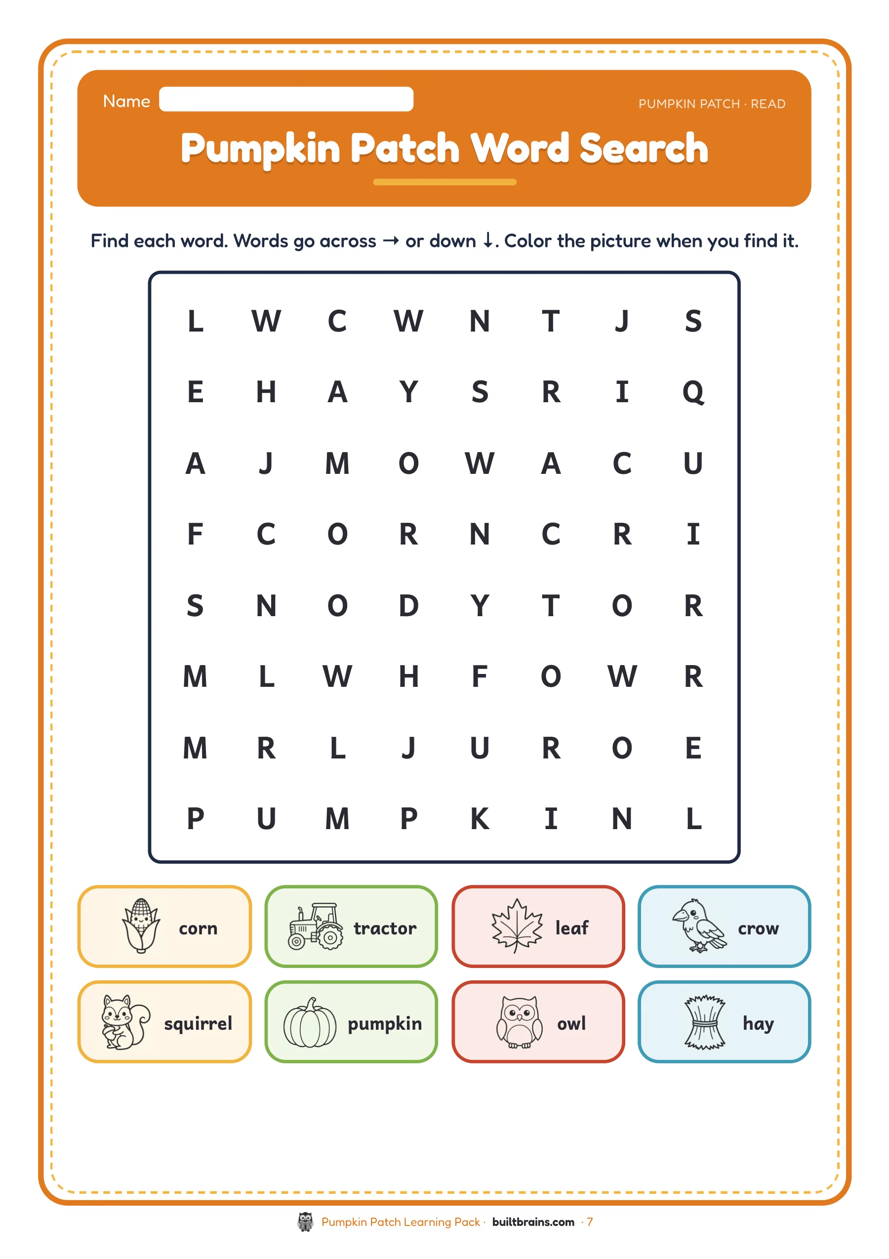 Pumpkin Patch Learning Pack — page preview 2