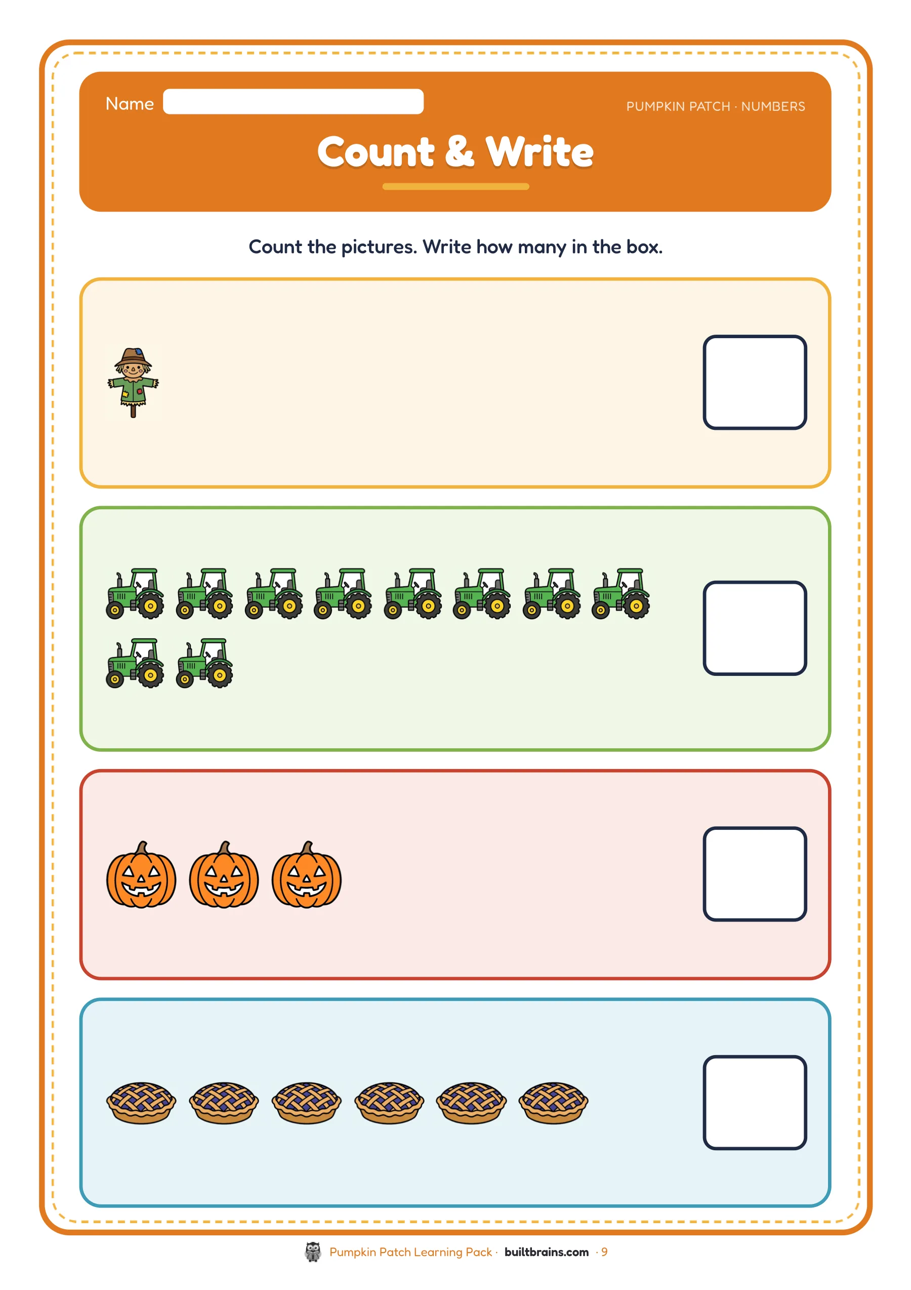 Pumpkin Patch Learning Pack — page preview 4