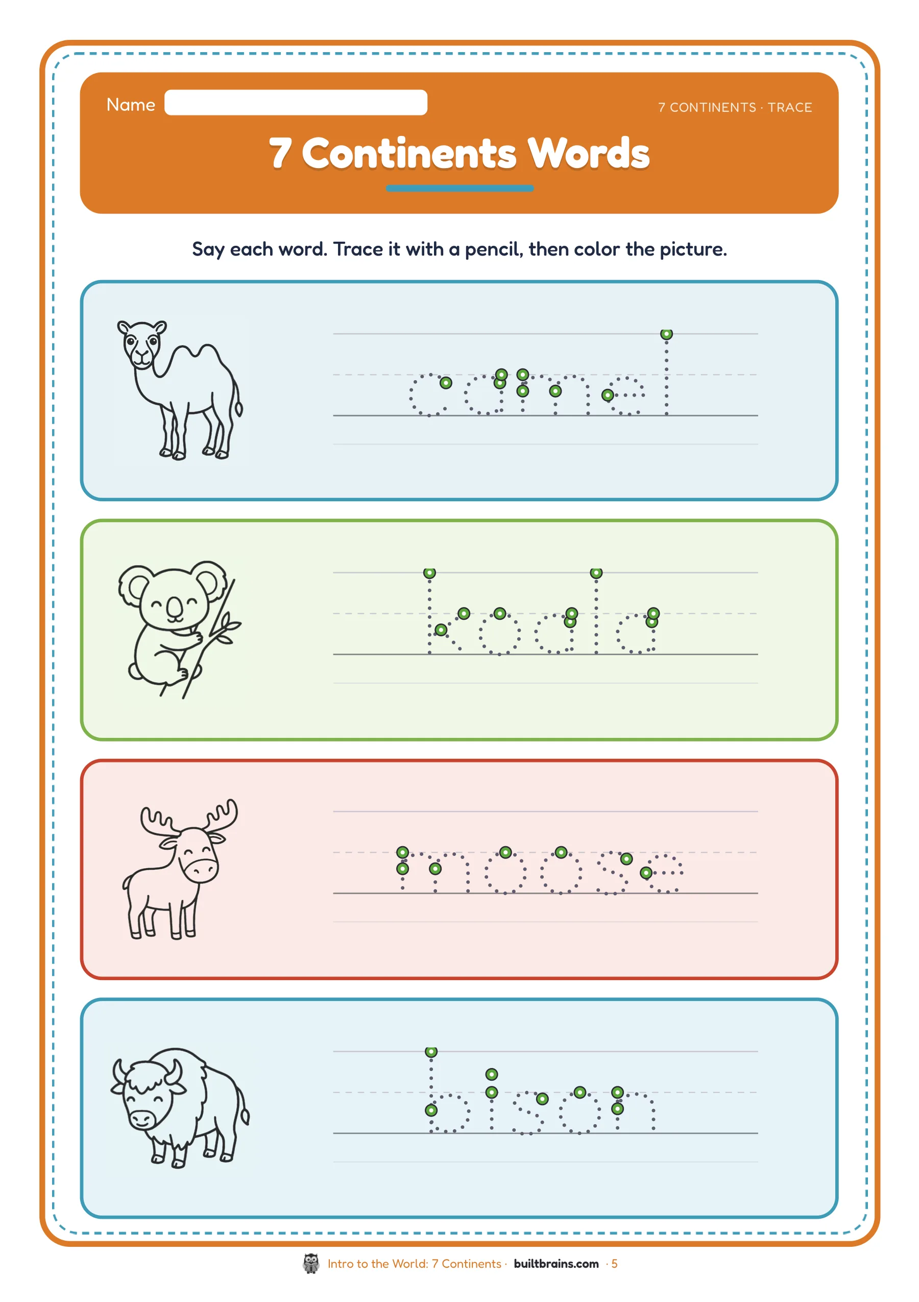 Intro to the World: 7 Continents — page preview 1