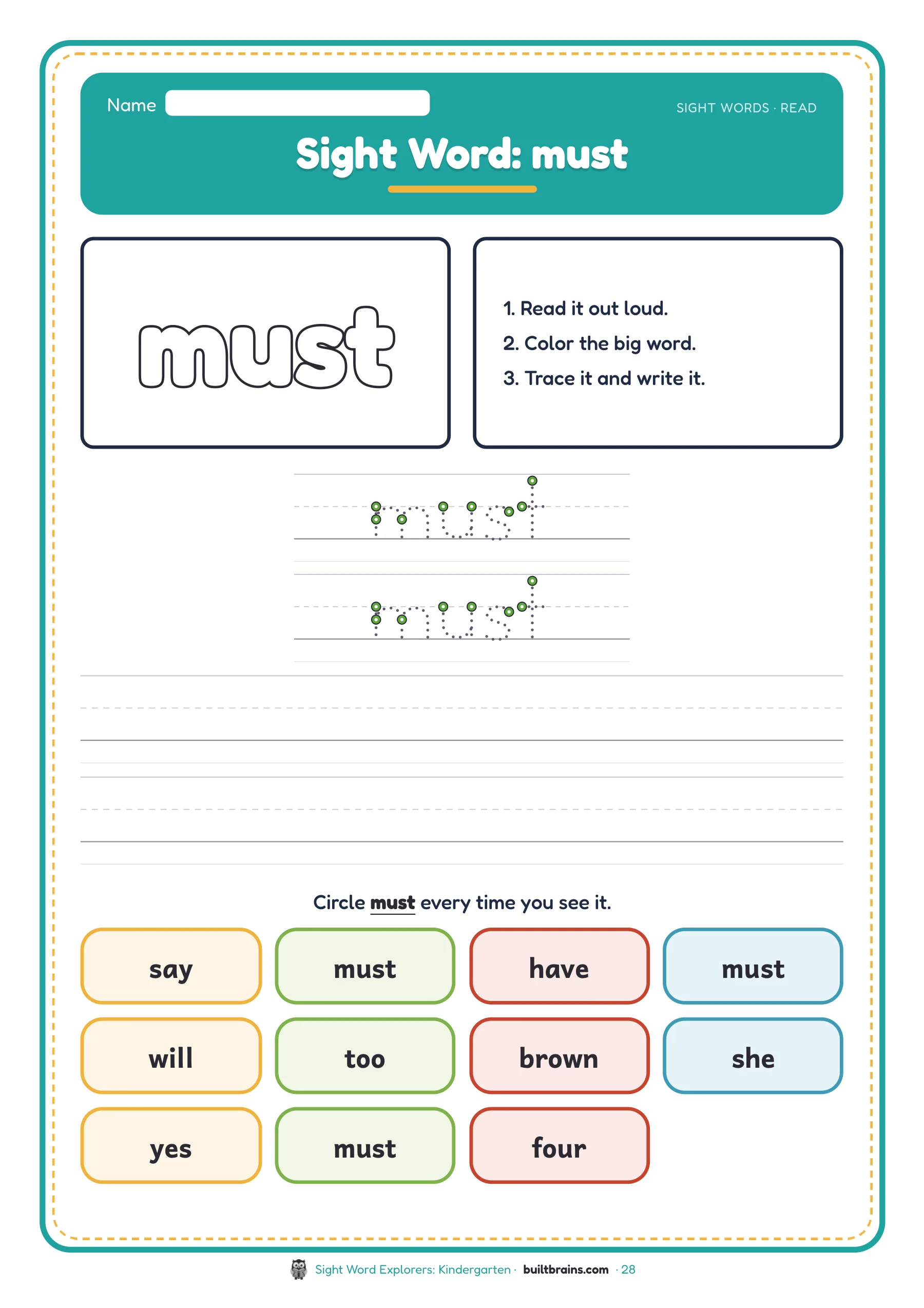 Sight Word Explorers: Kindergarten — page preview 5