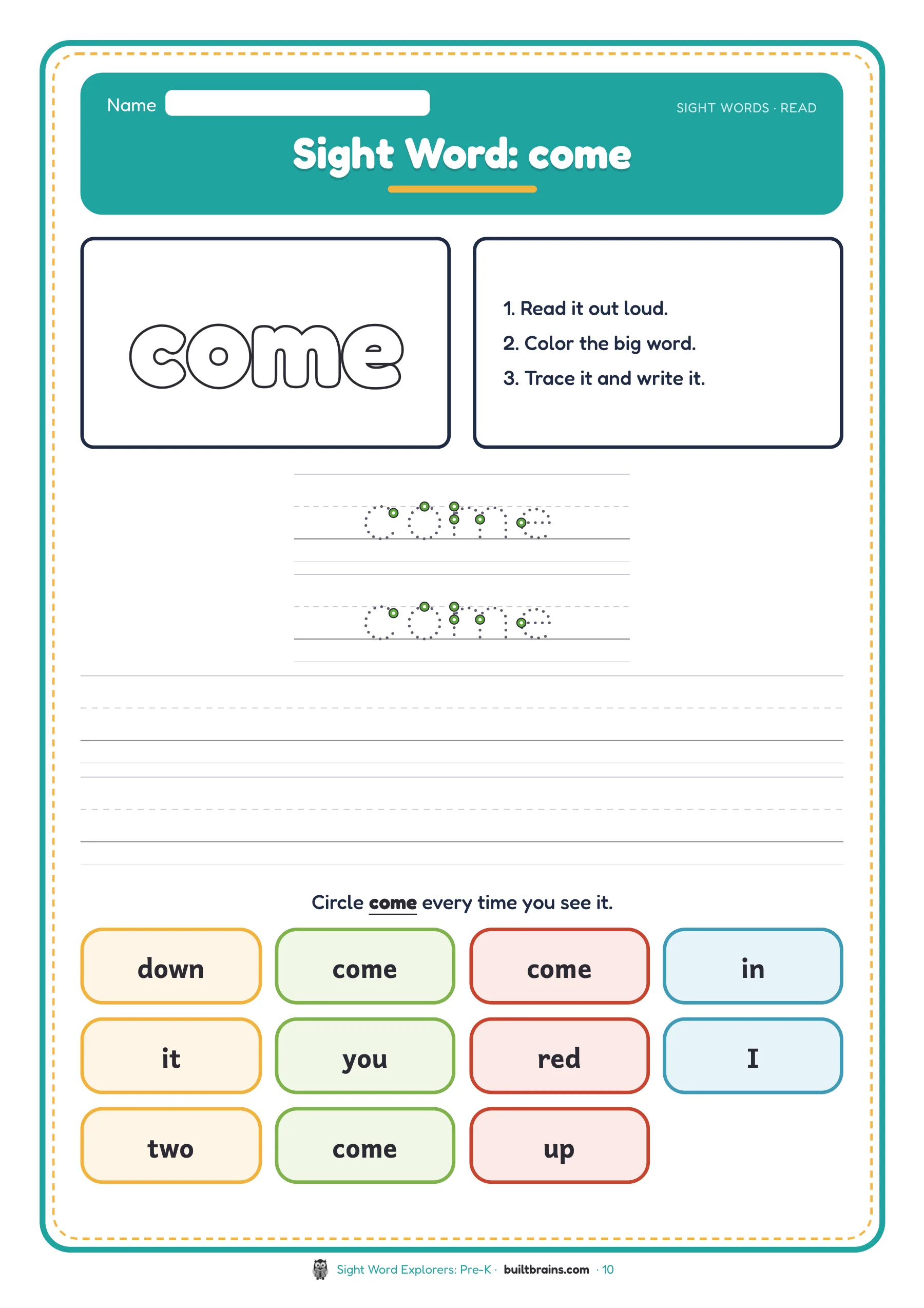 Sight Word Explorers: Pre-K — page preview 3