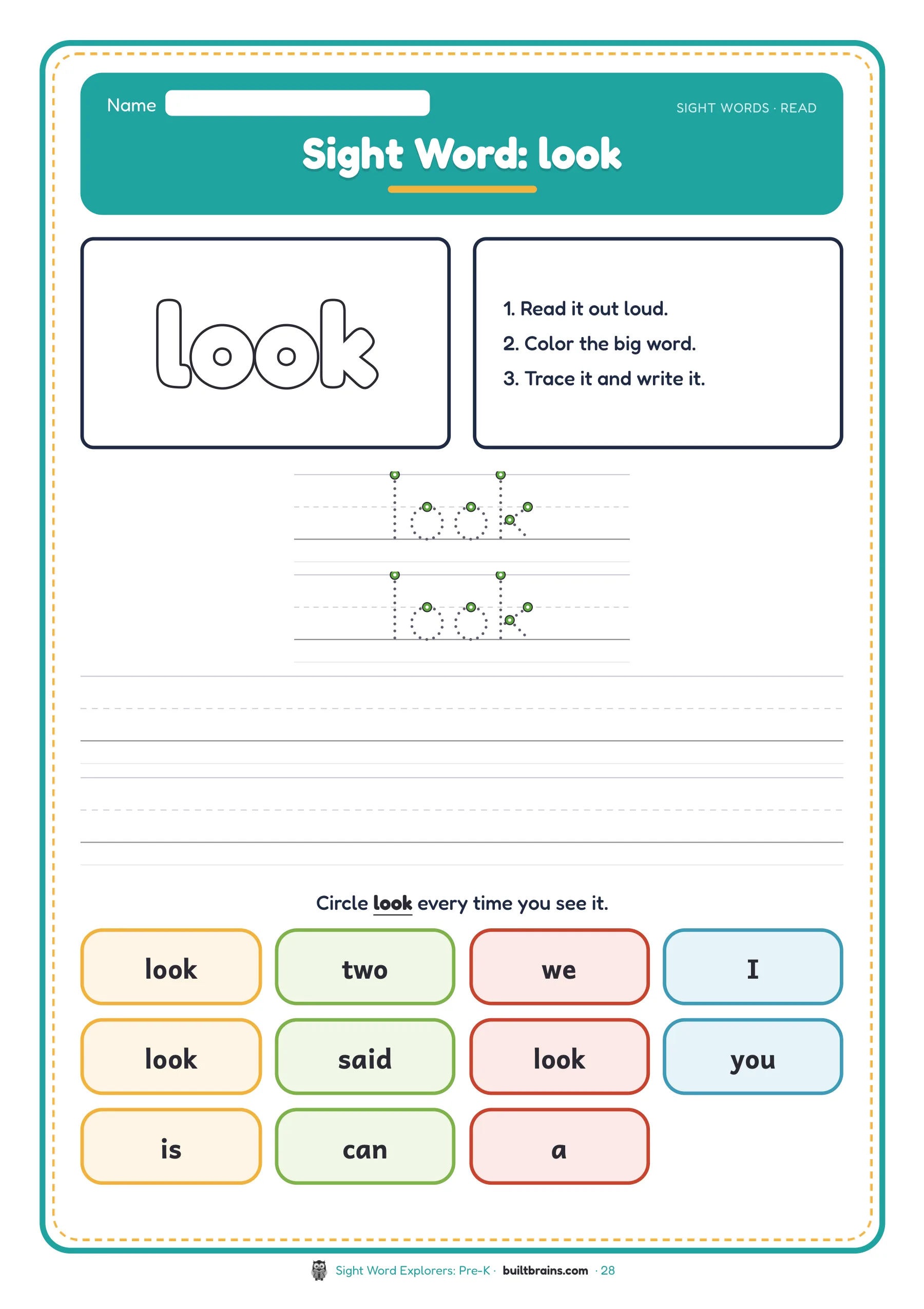 Sight Word Explorers: Pre-K — page preview 6