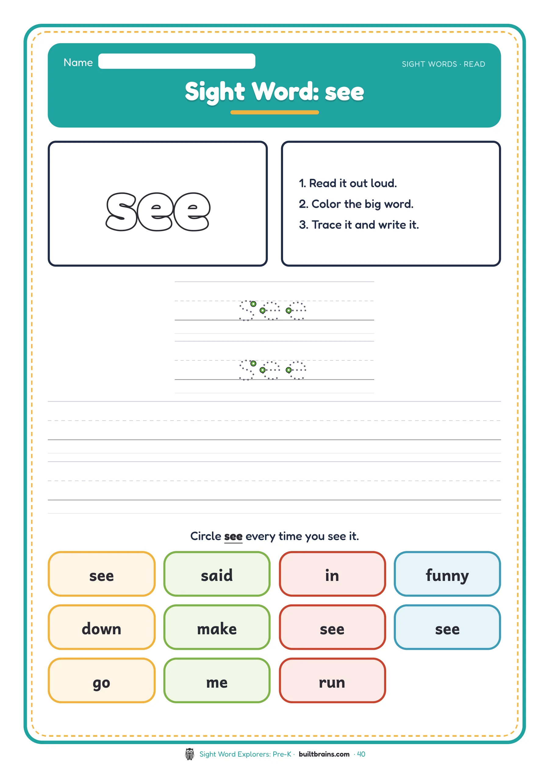 Sight Word Explorers: Pre-K — page preview 8