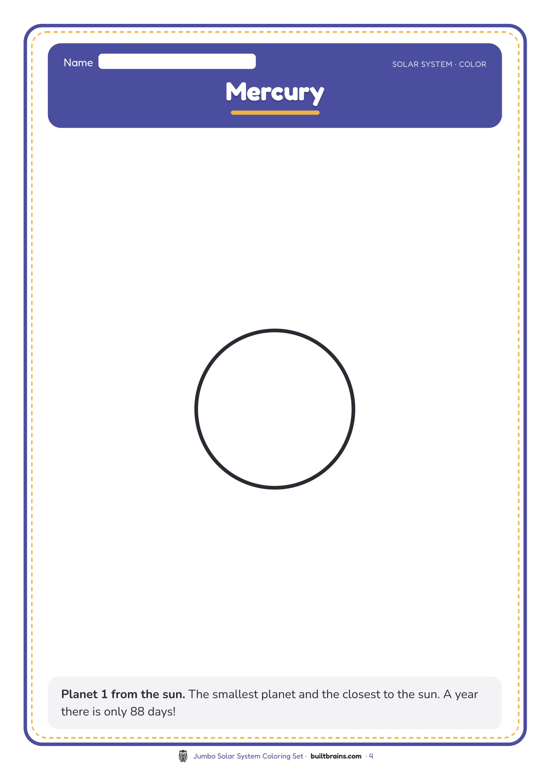 Jumbo Solar System Coloring Set — page preview 2