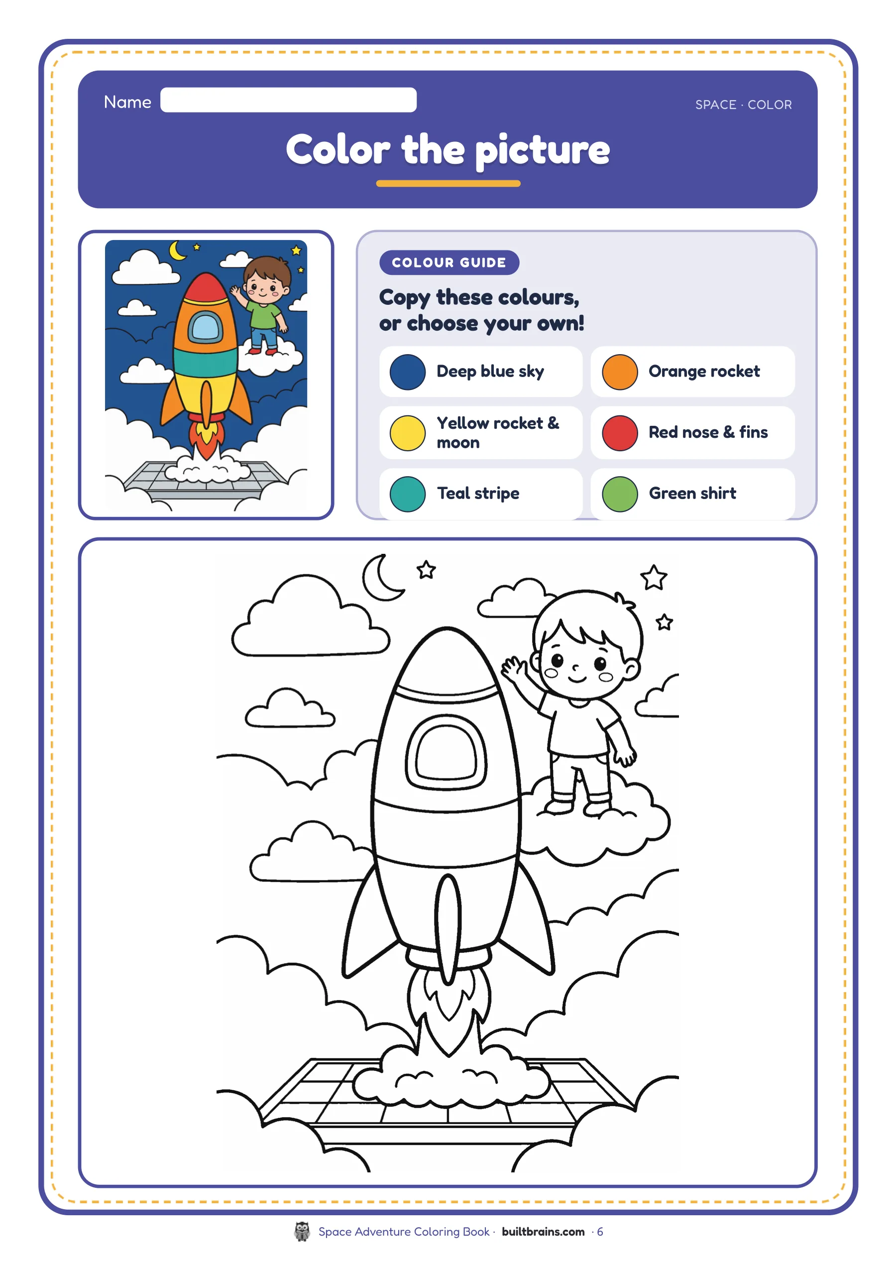 Space Adventure Coloring Book — page preview 3