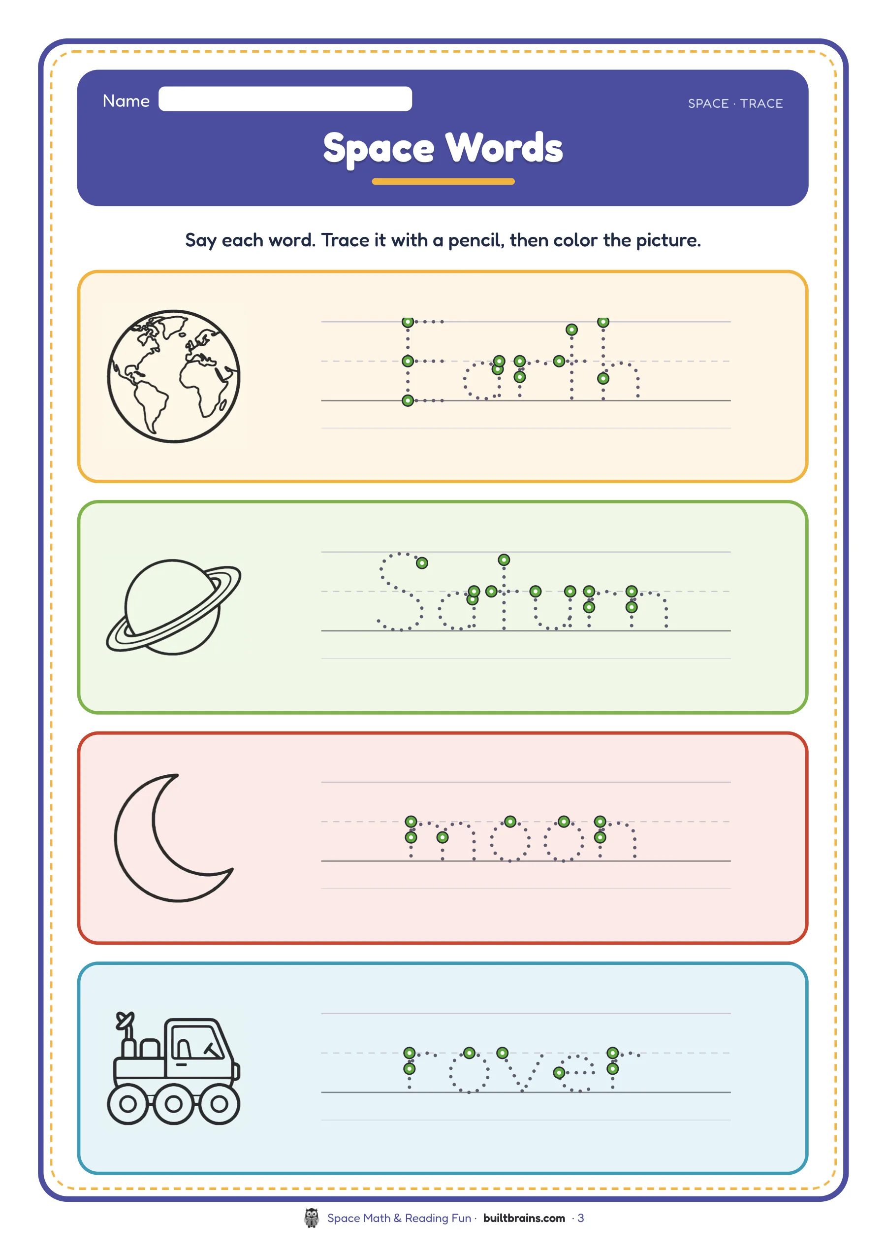 Space Math & Reading Fun — page preview 1