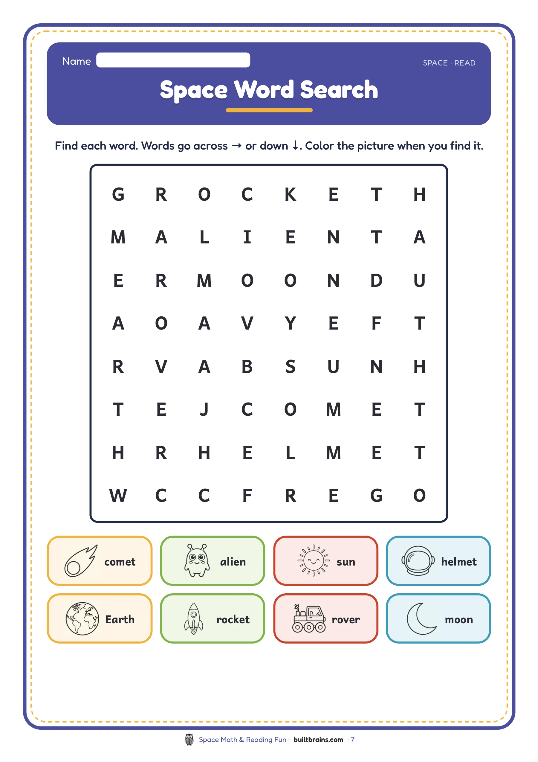 Space Math & Reading Fun — page preview 2