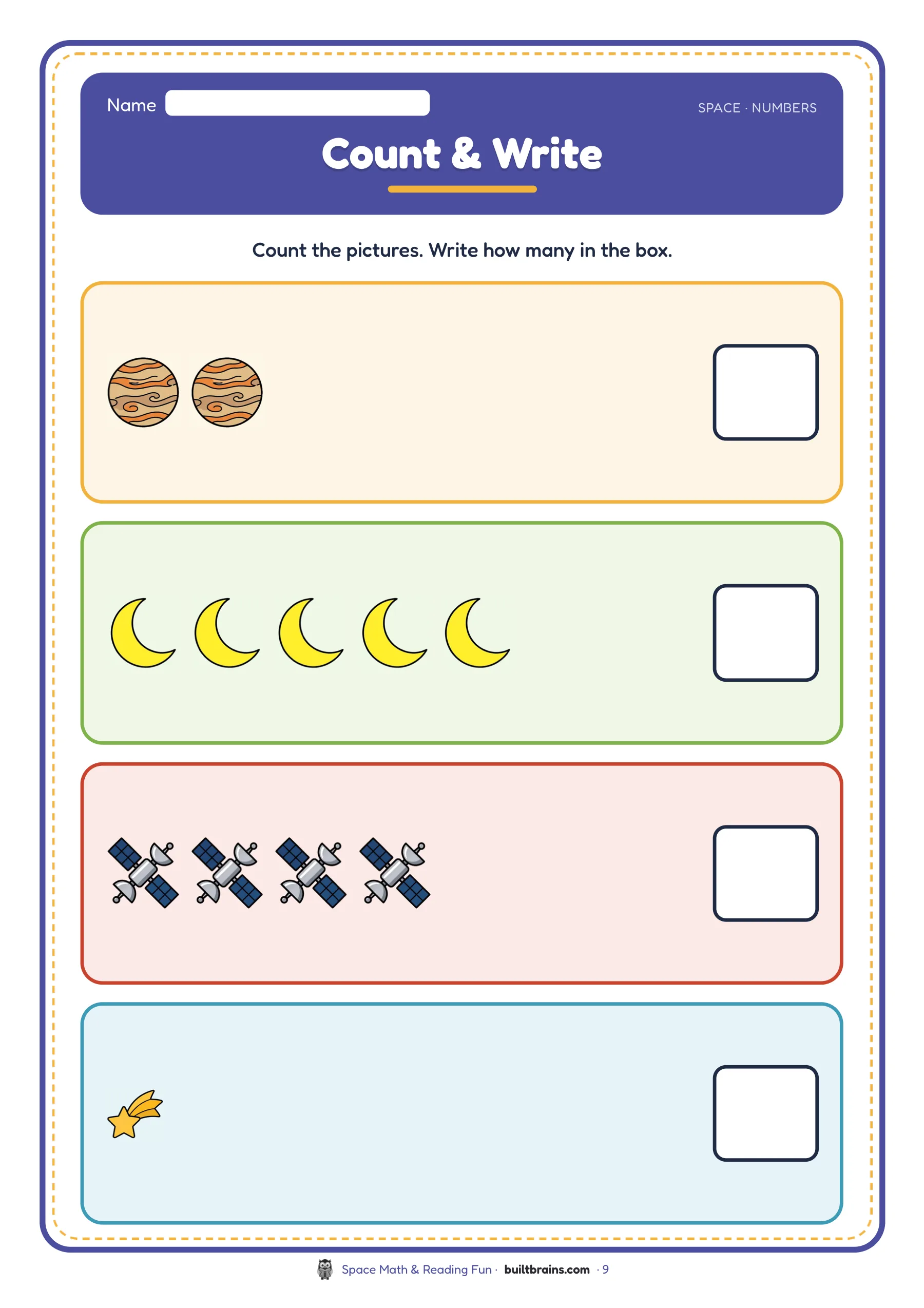 Space Math & Reading Fun — page preview 4