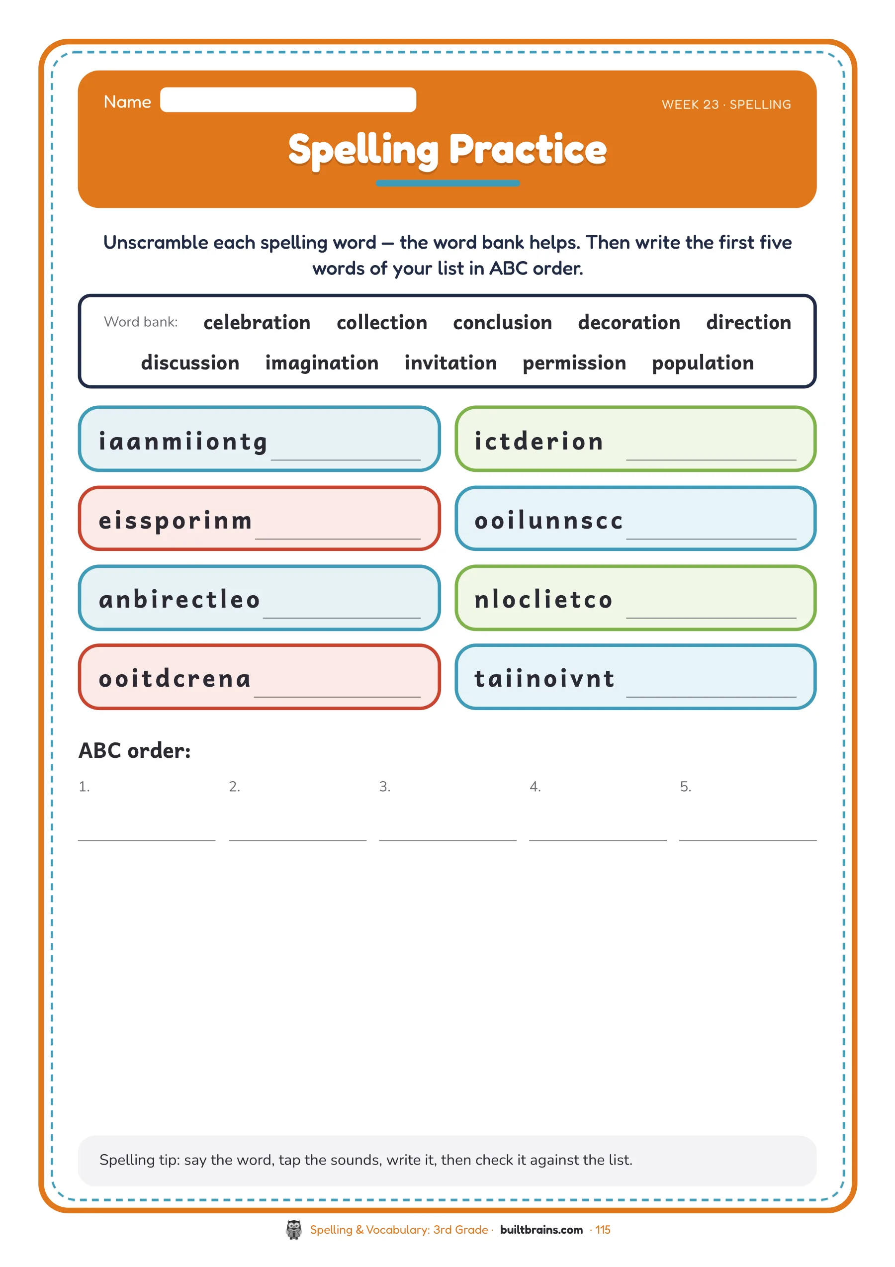 Spelling & Vocabulary: 3rd Grade — page preview 6