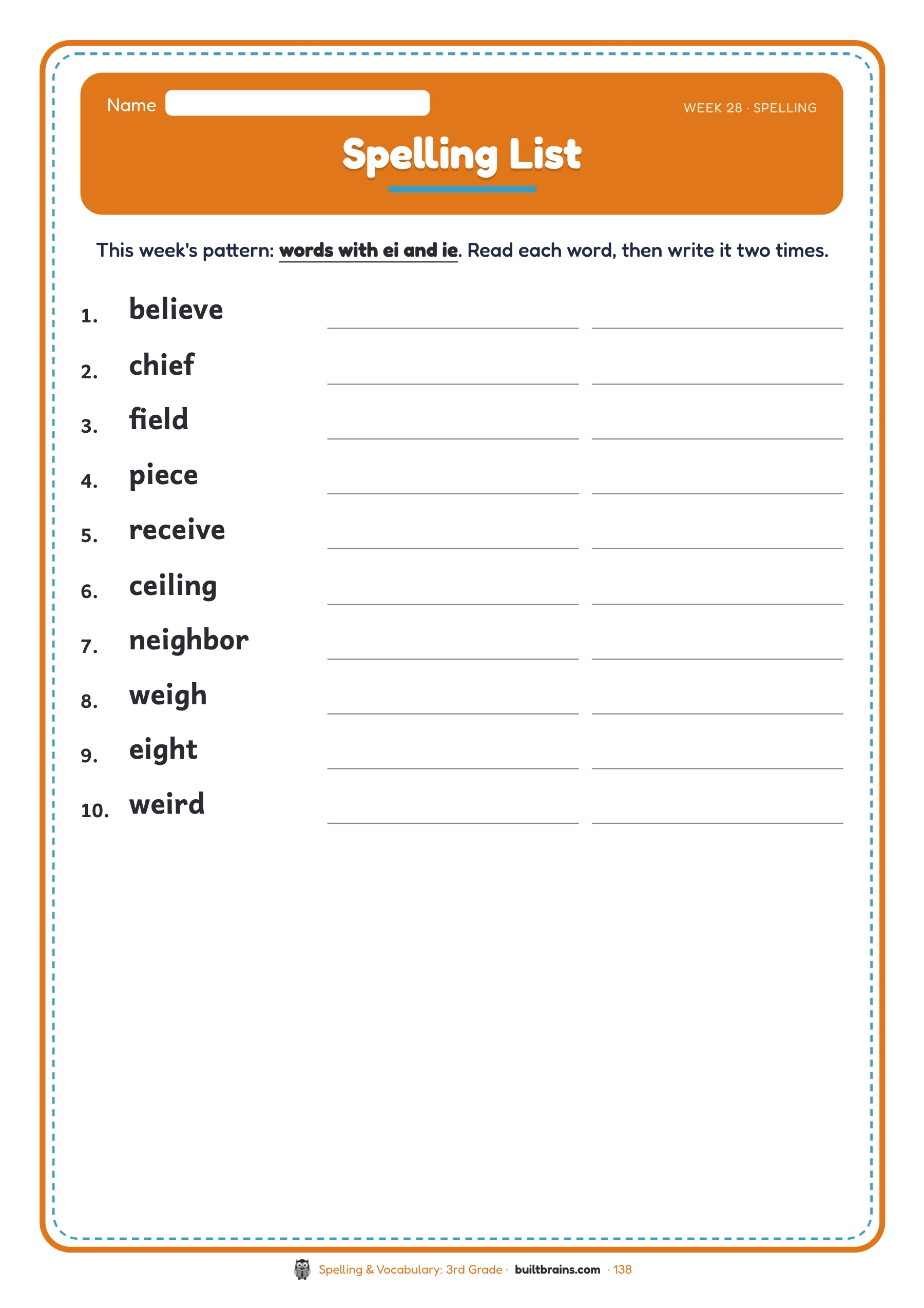 Spelling & Vocabulary: 3rd Grade — page preview 7