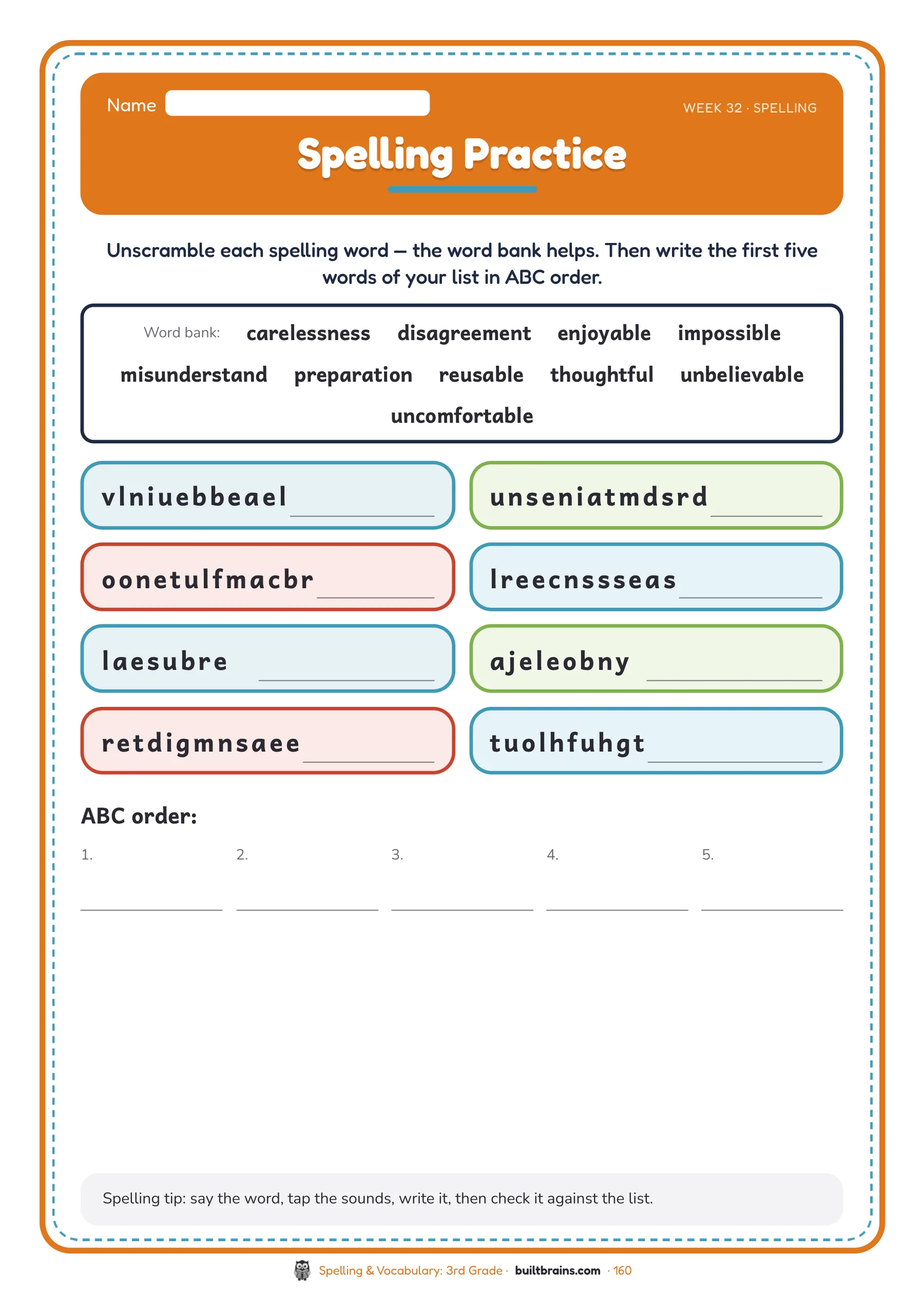 Spelling & Vocabulary: 3rd Grade — page preview 8