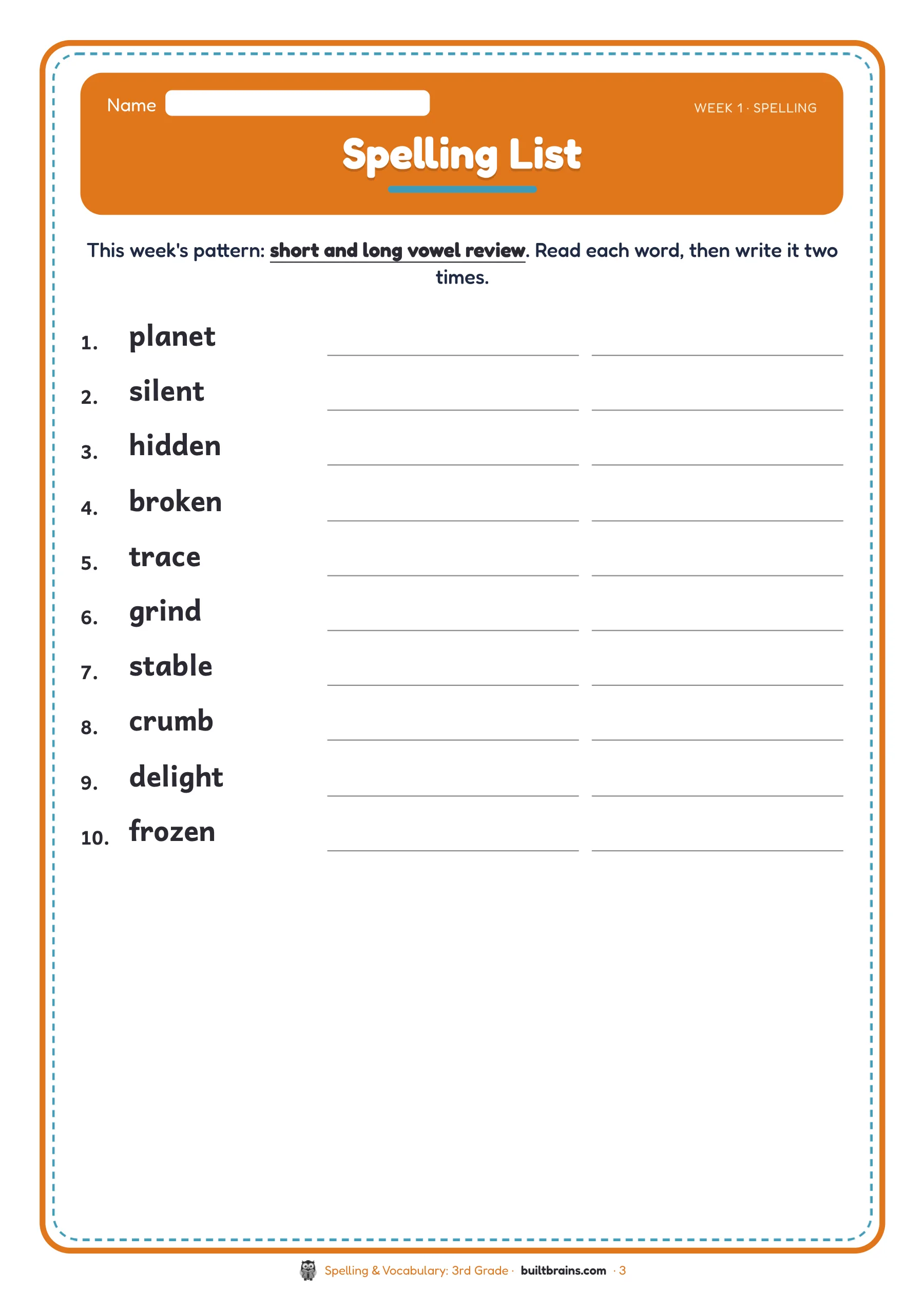 Spelling & Vocabulary: 3rd Grade — page preview 1