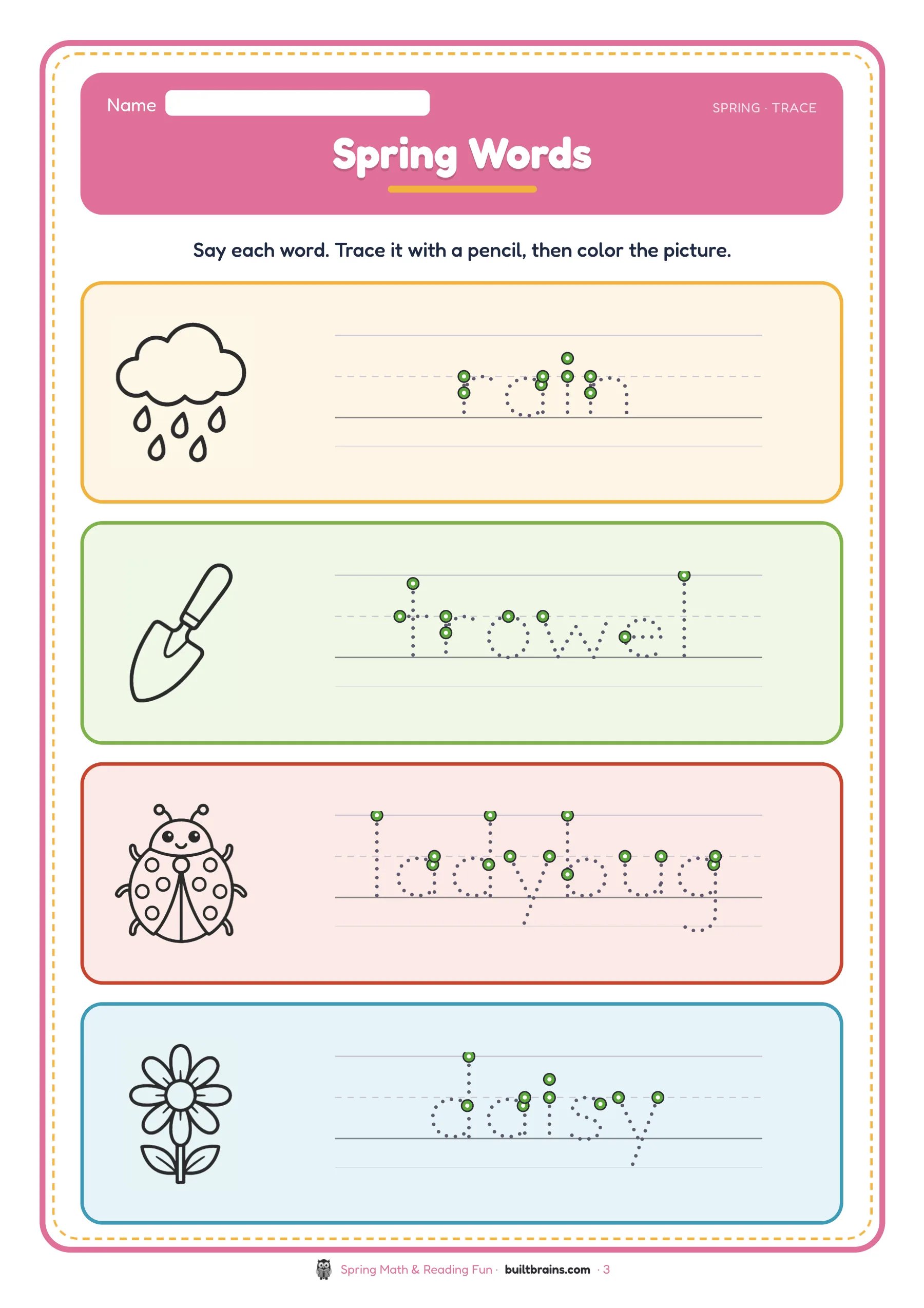 Spring Math & Reading Fun — page preview 1
