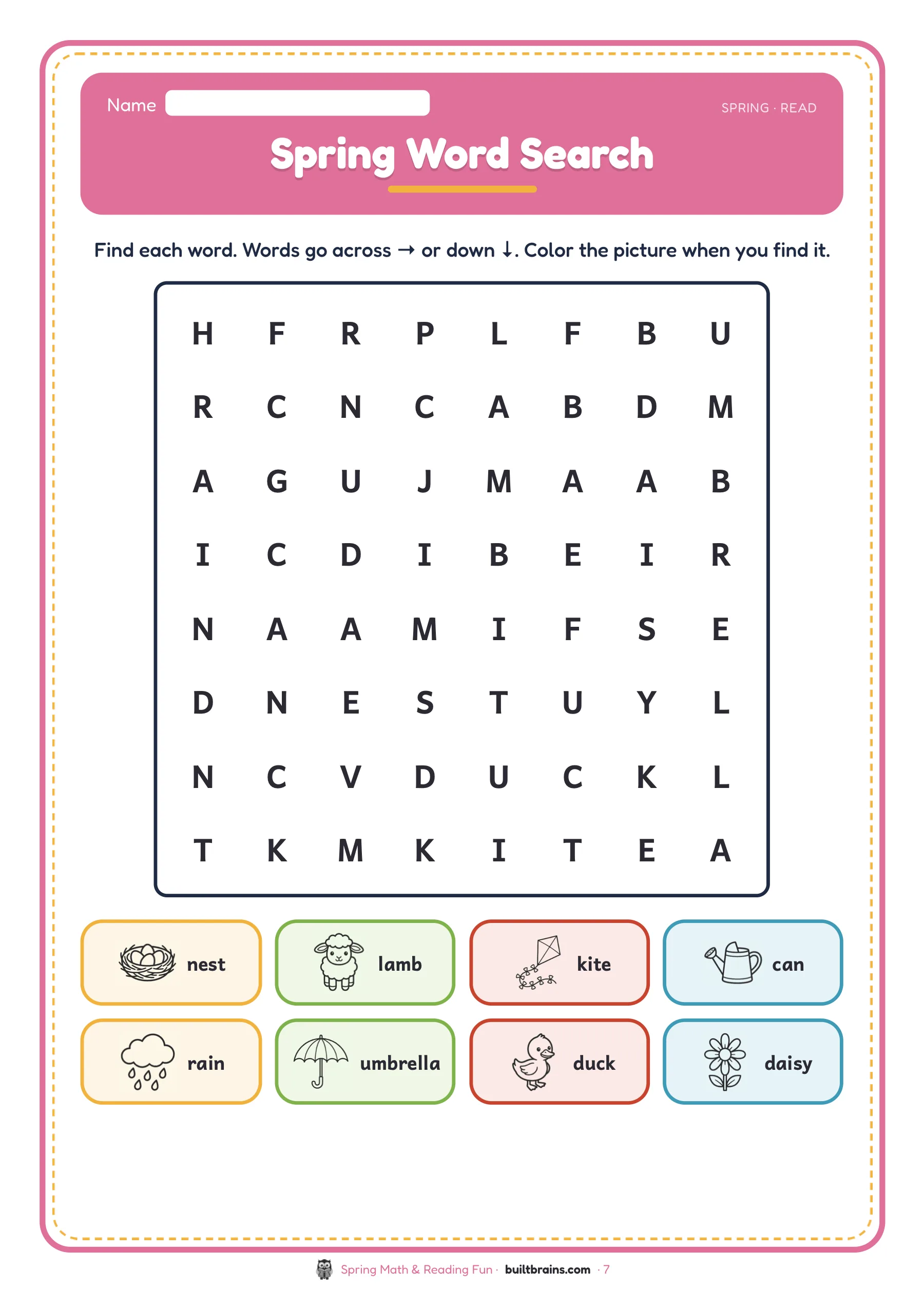 Spring Math & Reading Fun — page preview 2
