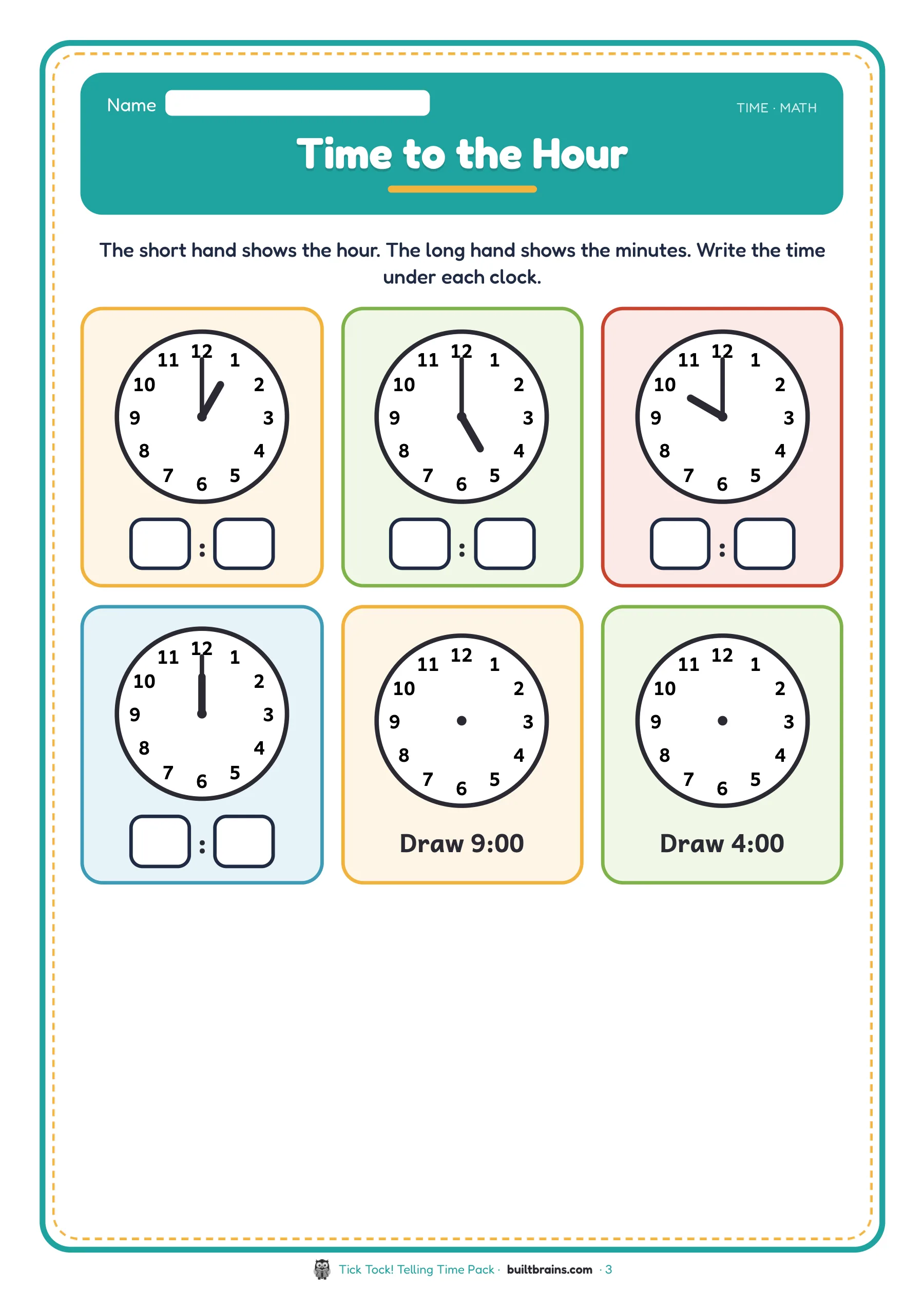 Tick Tock! Telling Time Pack — page preview 1