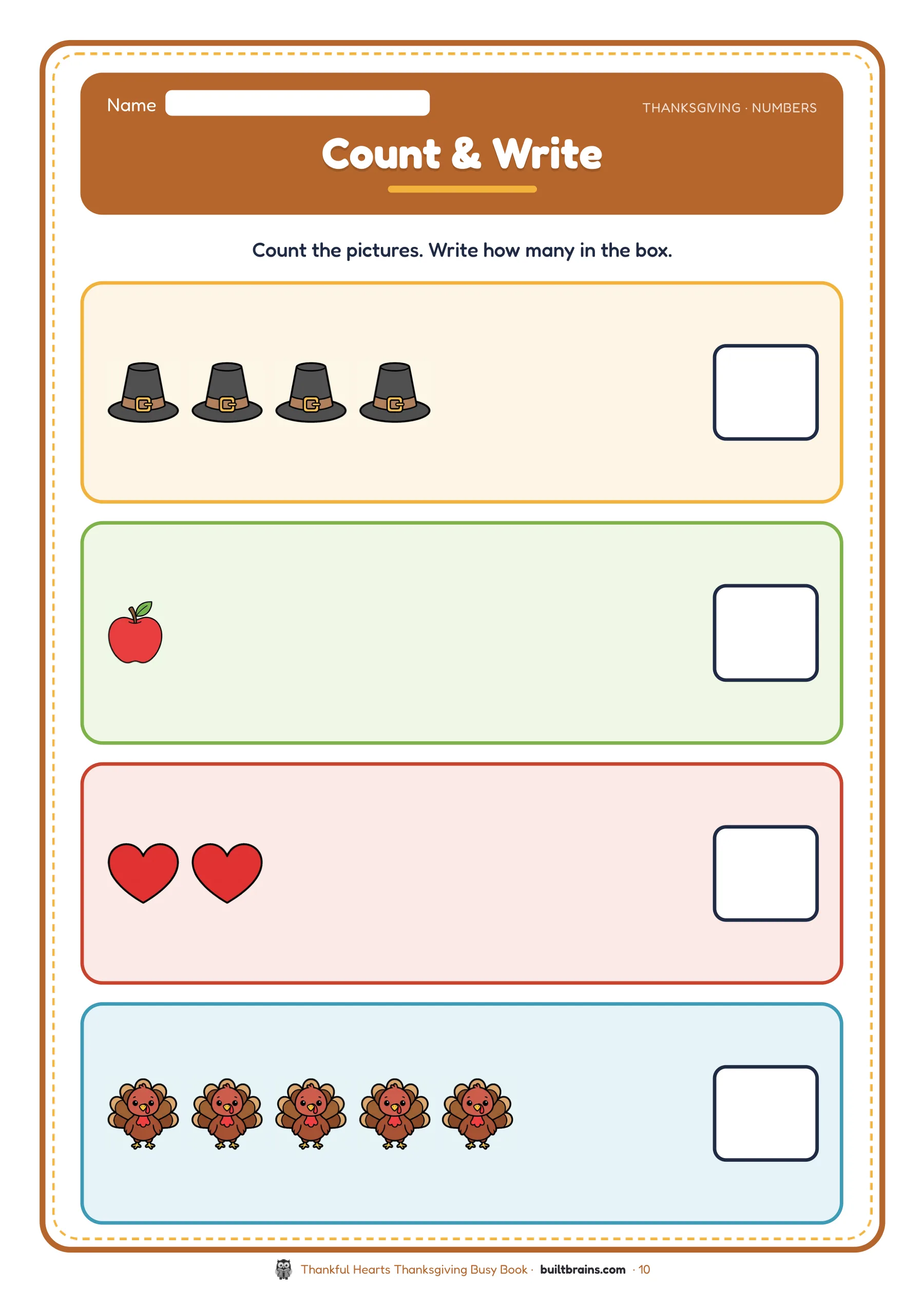 Thankful Hearts Thanksgiving Busy Book — page preview 5