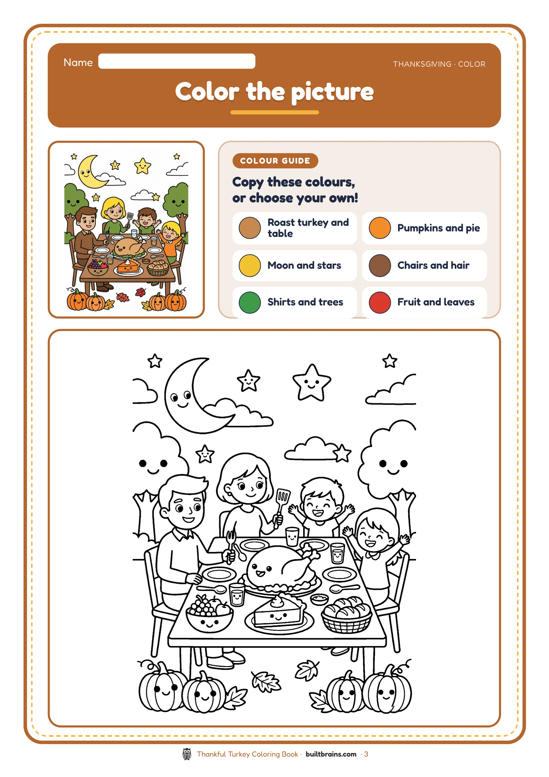 Thankful Turkey Coloring Book — page preview 1